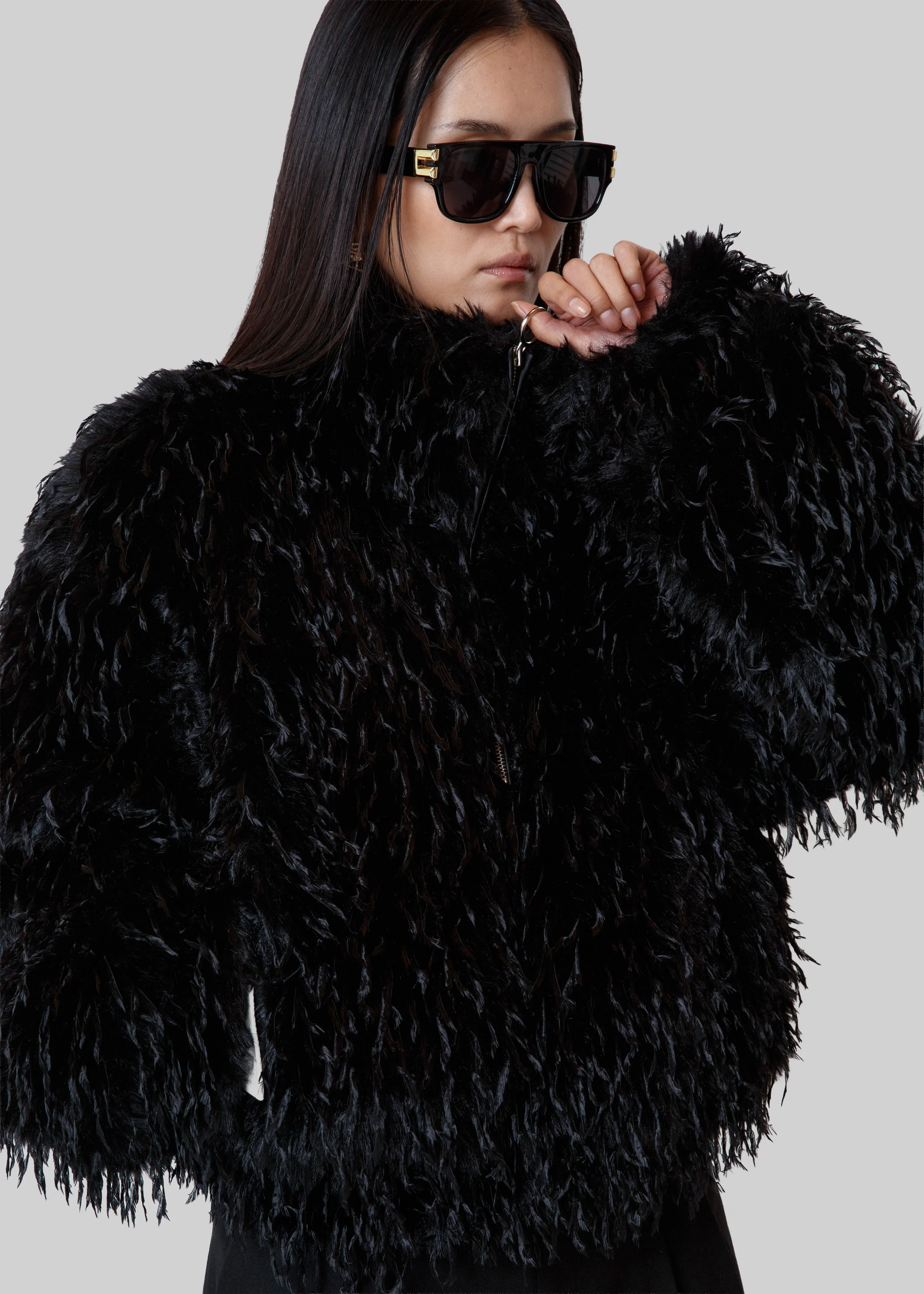 Rivee Faux Fur Pullover - Black sold by Frankie Shop