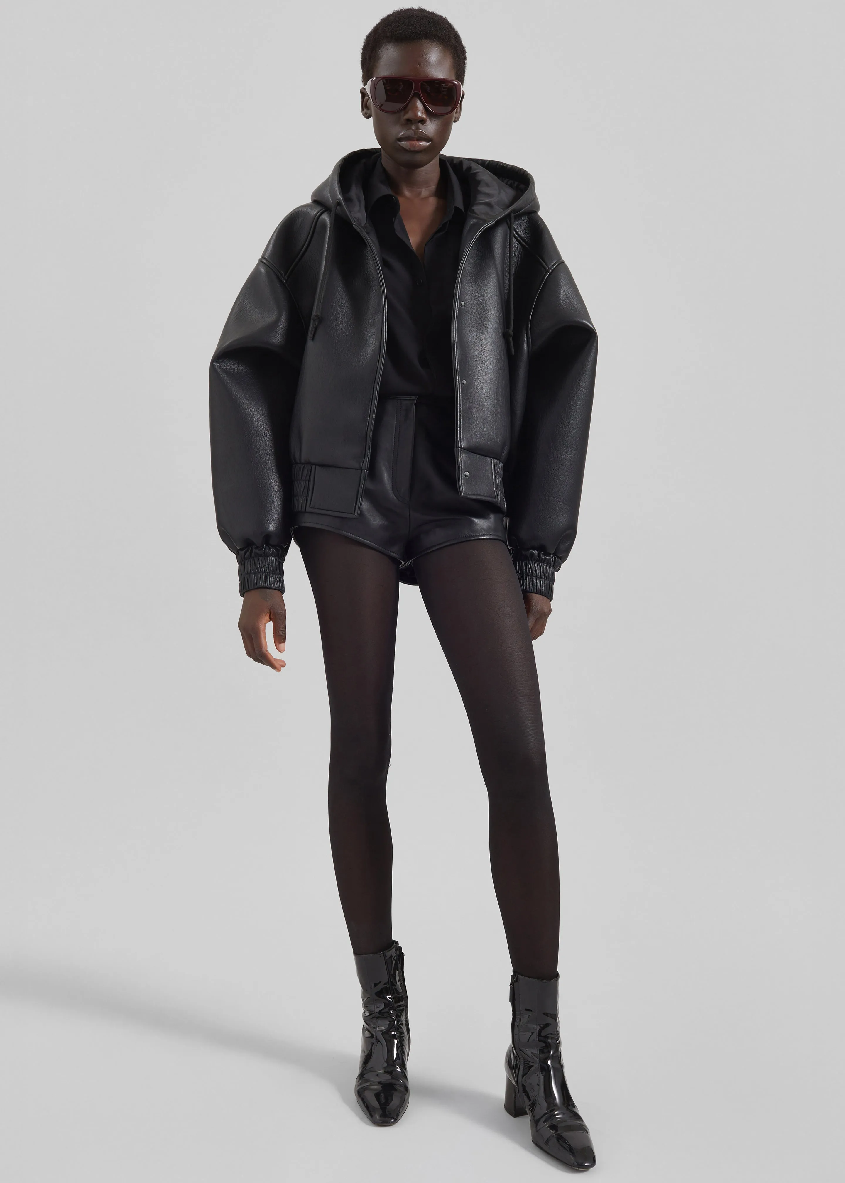 Jackson Faux Leather Bonded Bomber - Black sold by Frankie Shop product image thumbnail 4