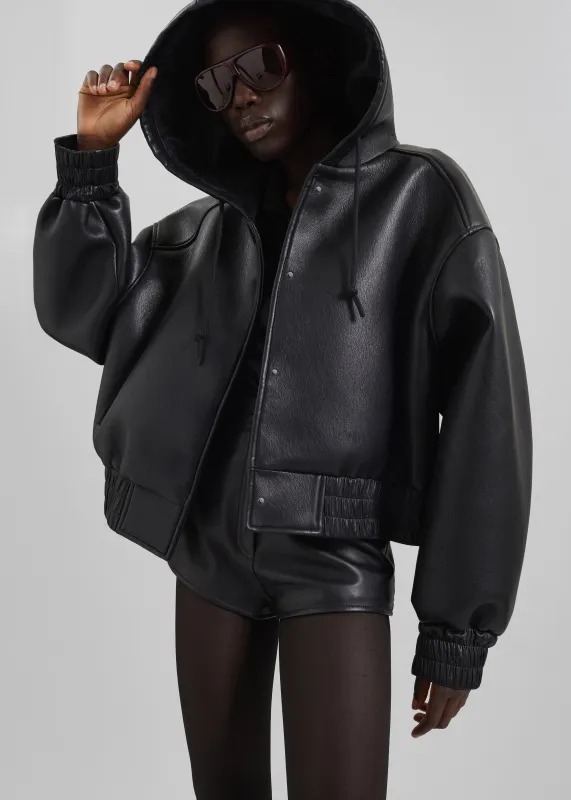 Jackson Faux Leather Bonded Bomber - Black sold by Frankie Shop