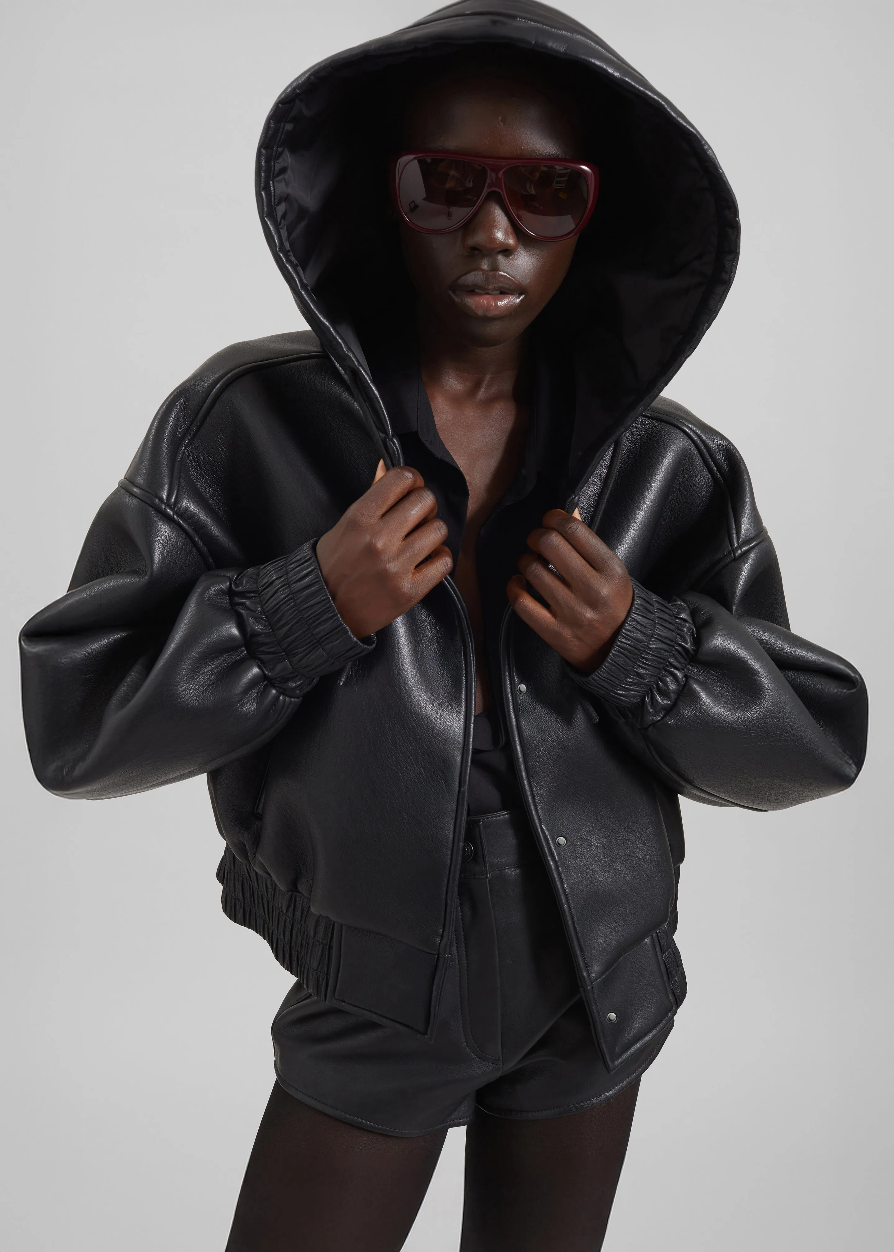 Jackson Faux Leather Bonded Bomber - Black sold by Frankie Shop product image thumbnail 3