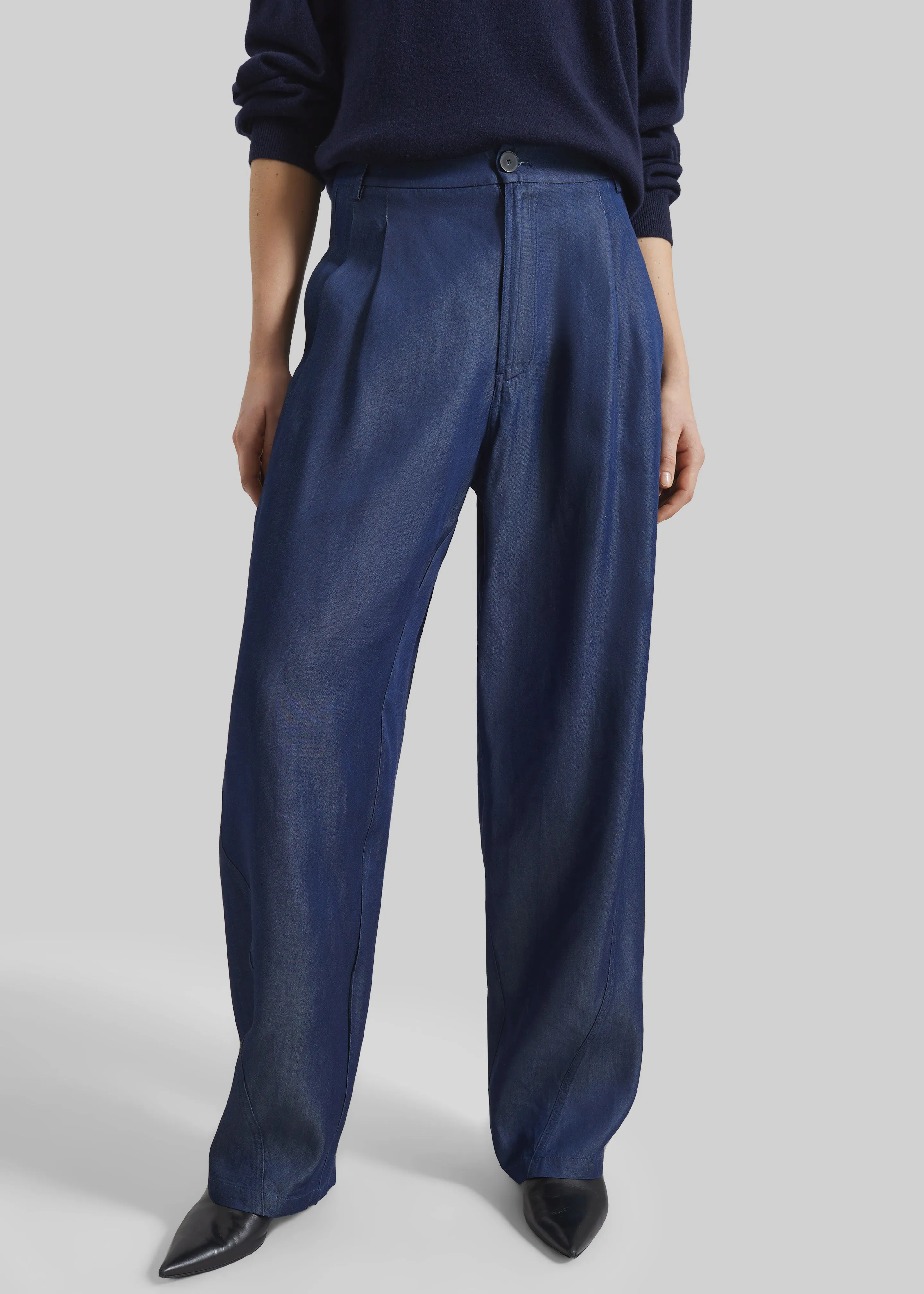Darkpark Phebe Light Chambray Wide-Leg Pants - Blue Denim sold by Frankie Shop product image thumbnail 2