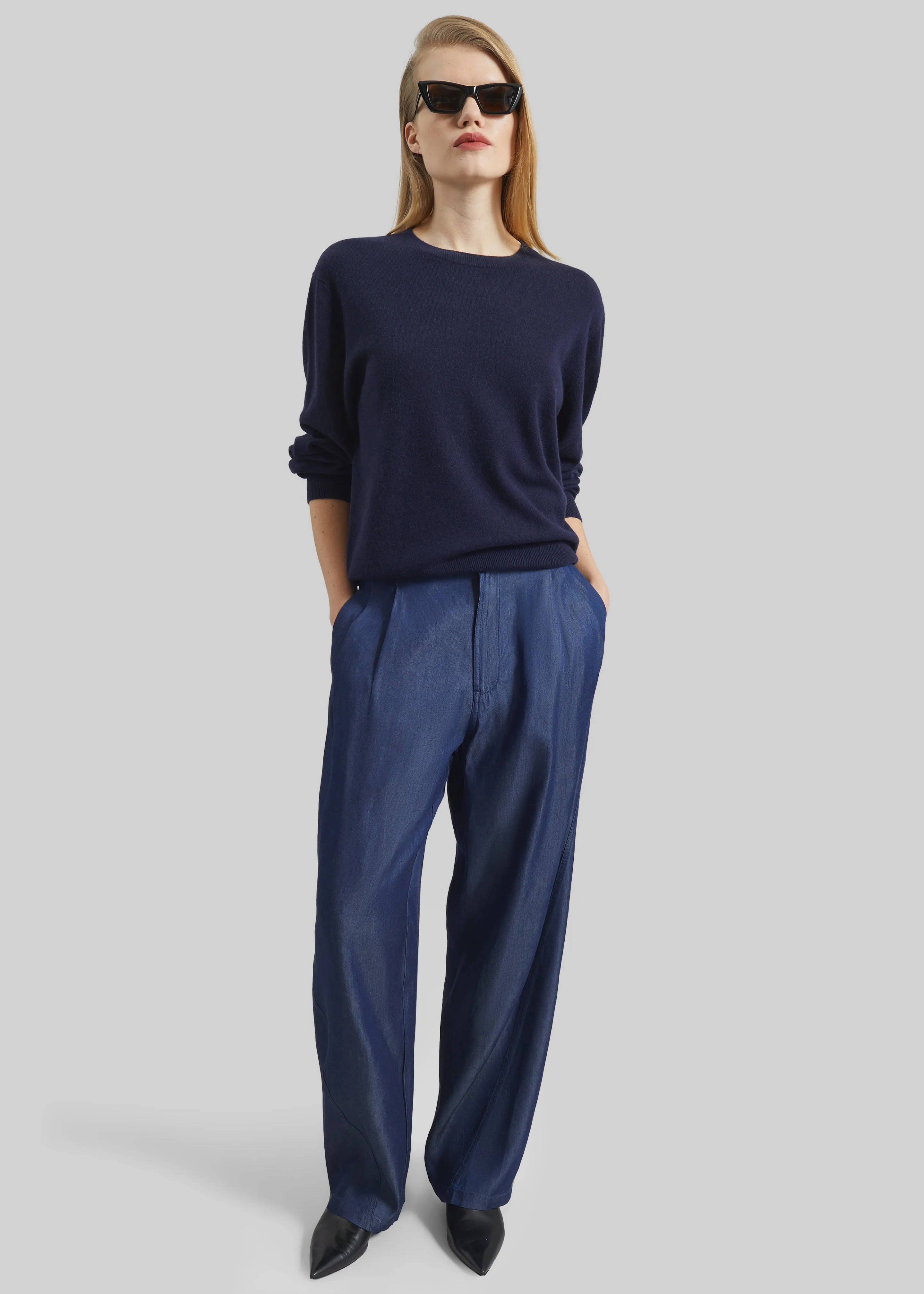 Darkpark Phebe Light Chambray Wide-Leg Pants - Blue Denim sold by Frankie Shop product image thumbnail 3