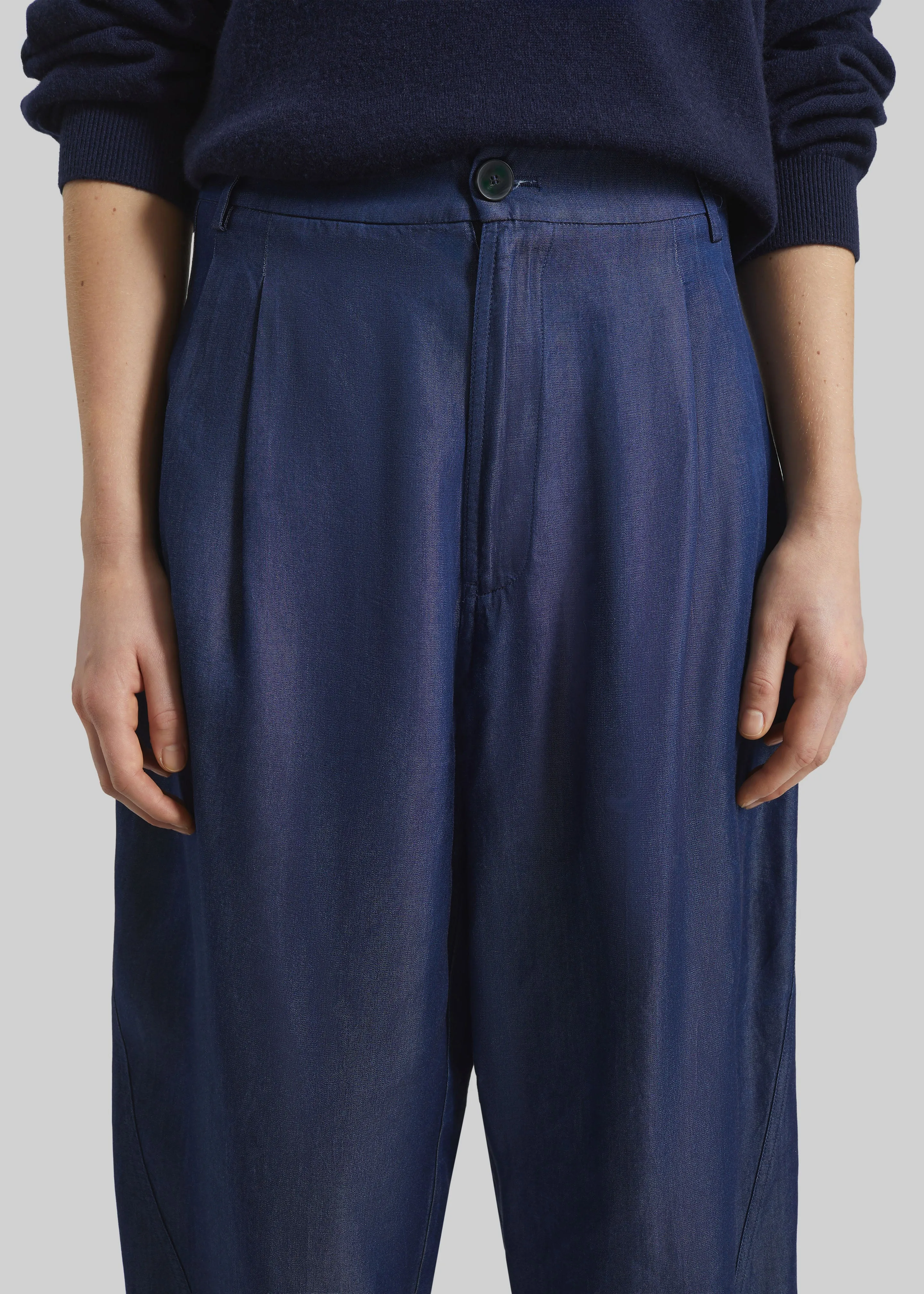 Darkpark Phebe Light Chambray Wide-Leg Pants - Blue Denim sold by Frankie Shop product image thumbnail 4