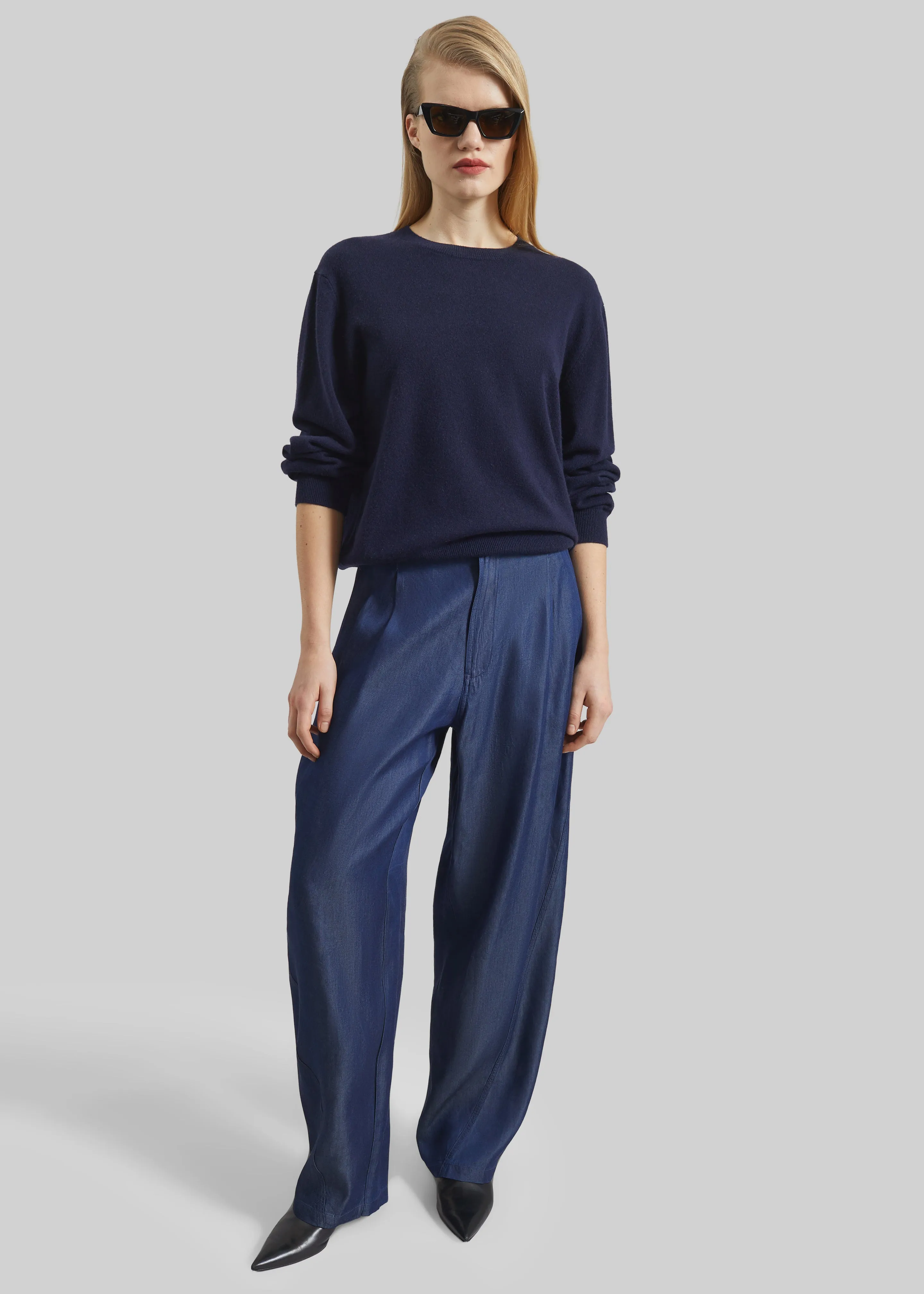 Darkpark Phebe Light Chambray Wide-Leg Pants - Blue Denim sold by Frankie Shop product image thumbnail 5