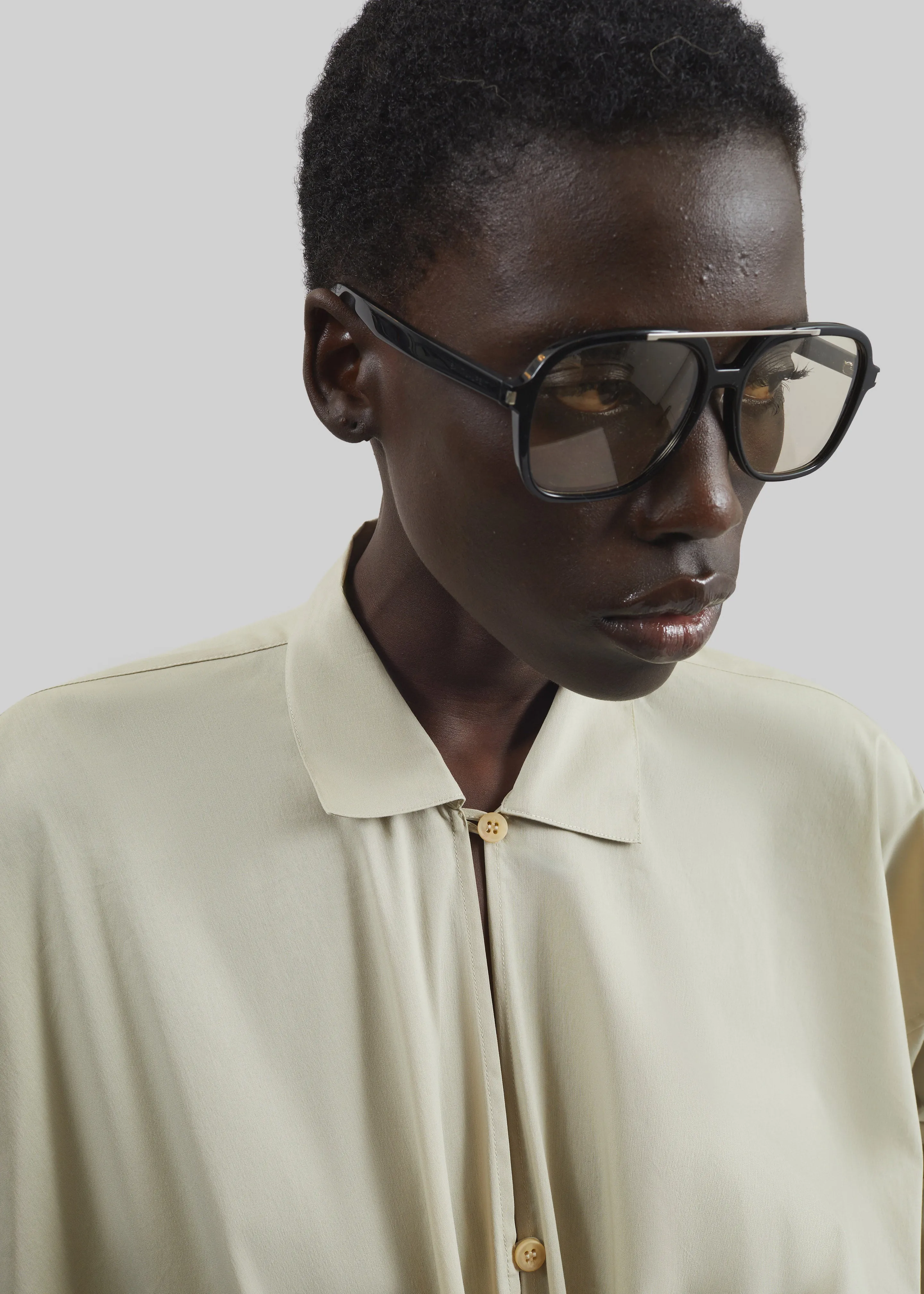 Darkpark Romy Light Cotton Popeline Drap Shirt - Beige sold by Frankie Shop product image thumbnail 3