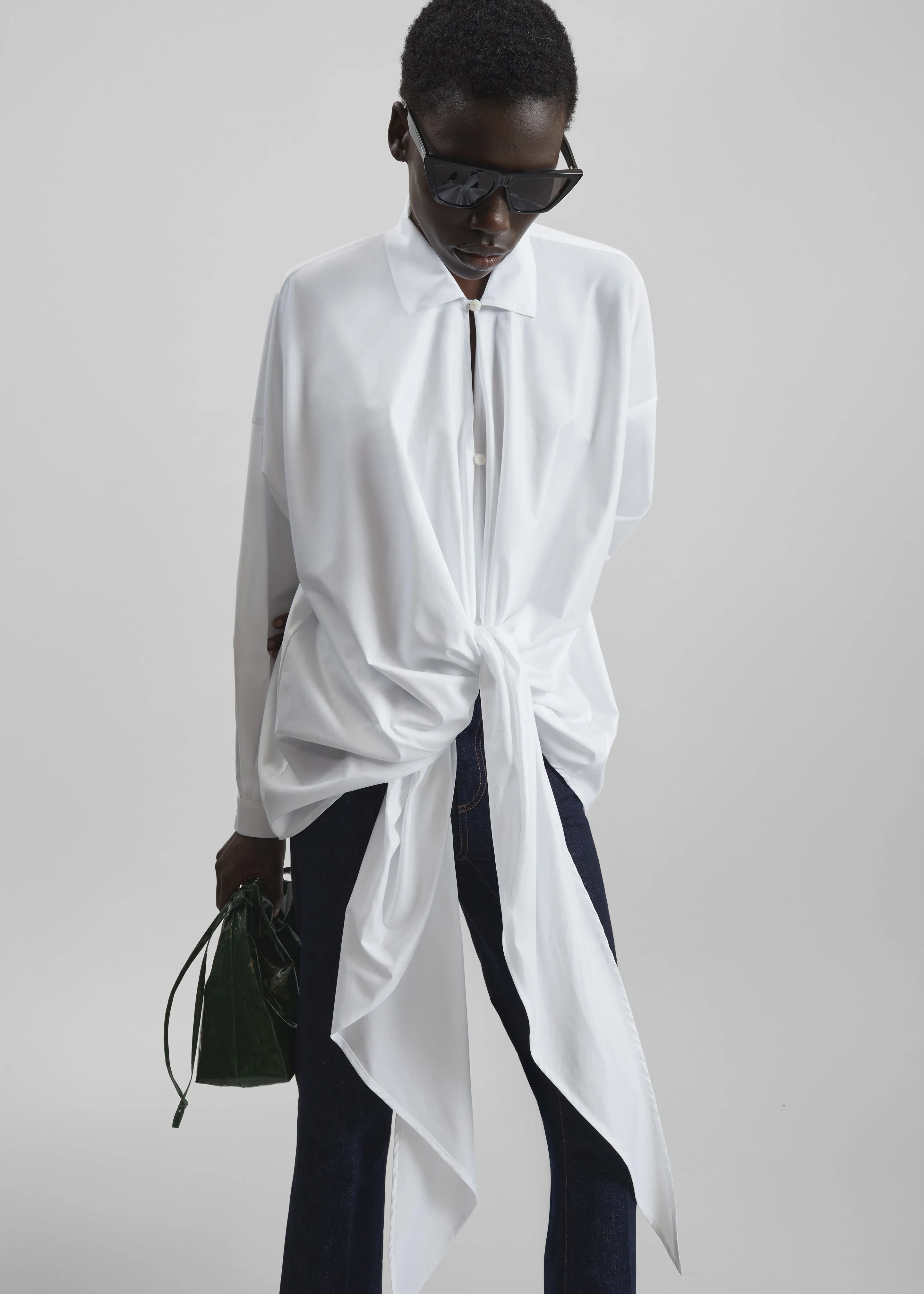 Darkpark Romy Light Cotton Popeline Drap Shirt - White sold by Frankie Shop product image thumbnail 2