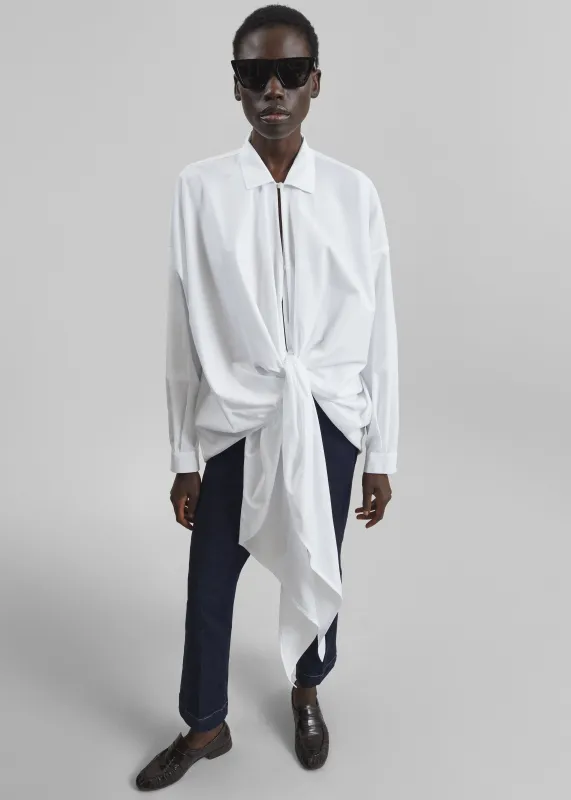 Darkpark Romy Light Cotton Popeline Drap Shirt - White made by DARKPARK