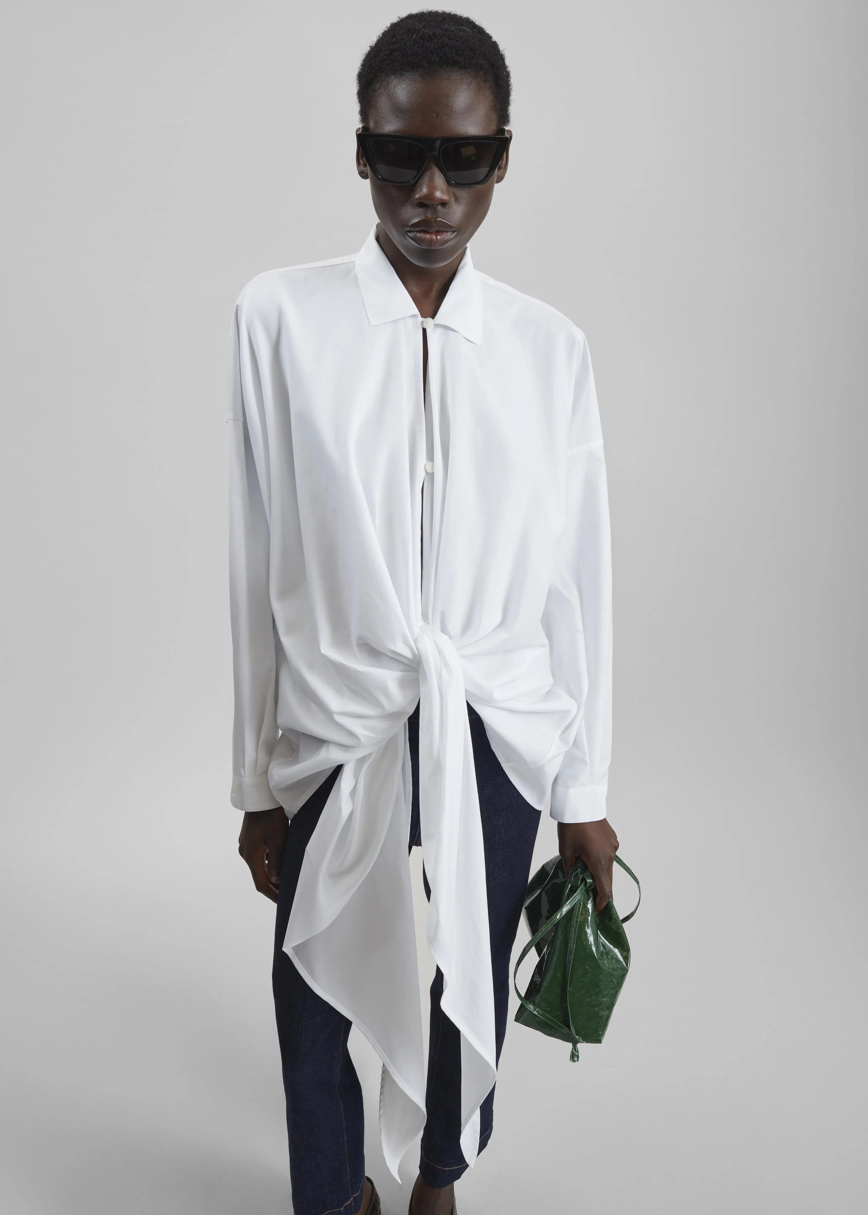 Darkpark Romy Light Cotton Popeline Drap Shirt - White sold by Frankie Shop product image thumbnail 3