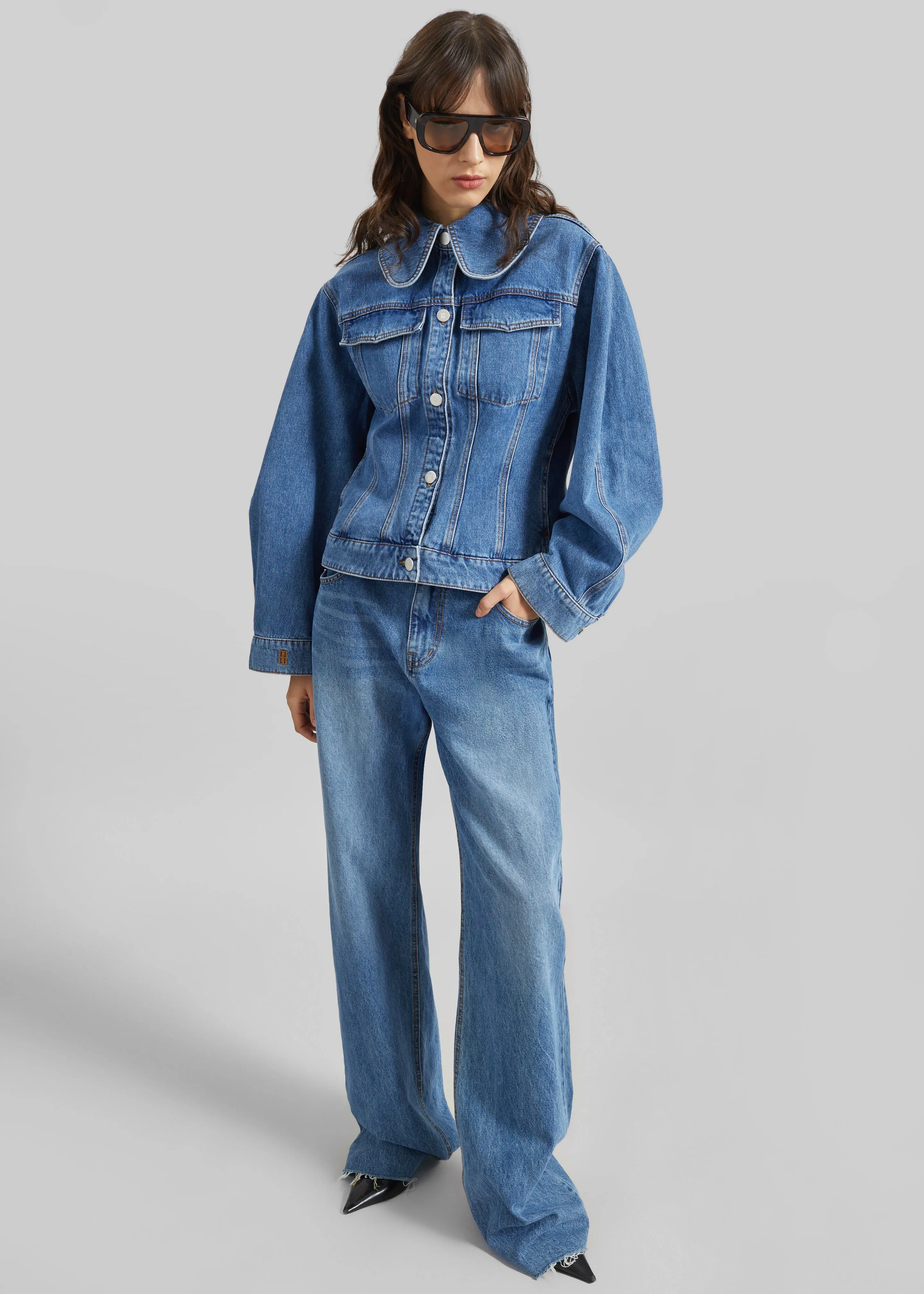 By Malene Birger Villies Jacket - Mid Denim Blue sold by Frankie Shop product image thumbnail 5