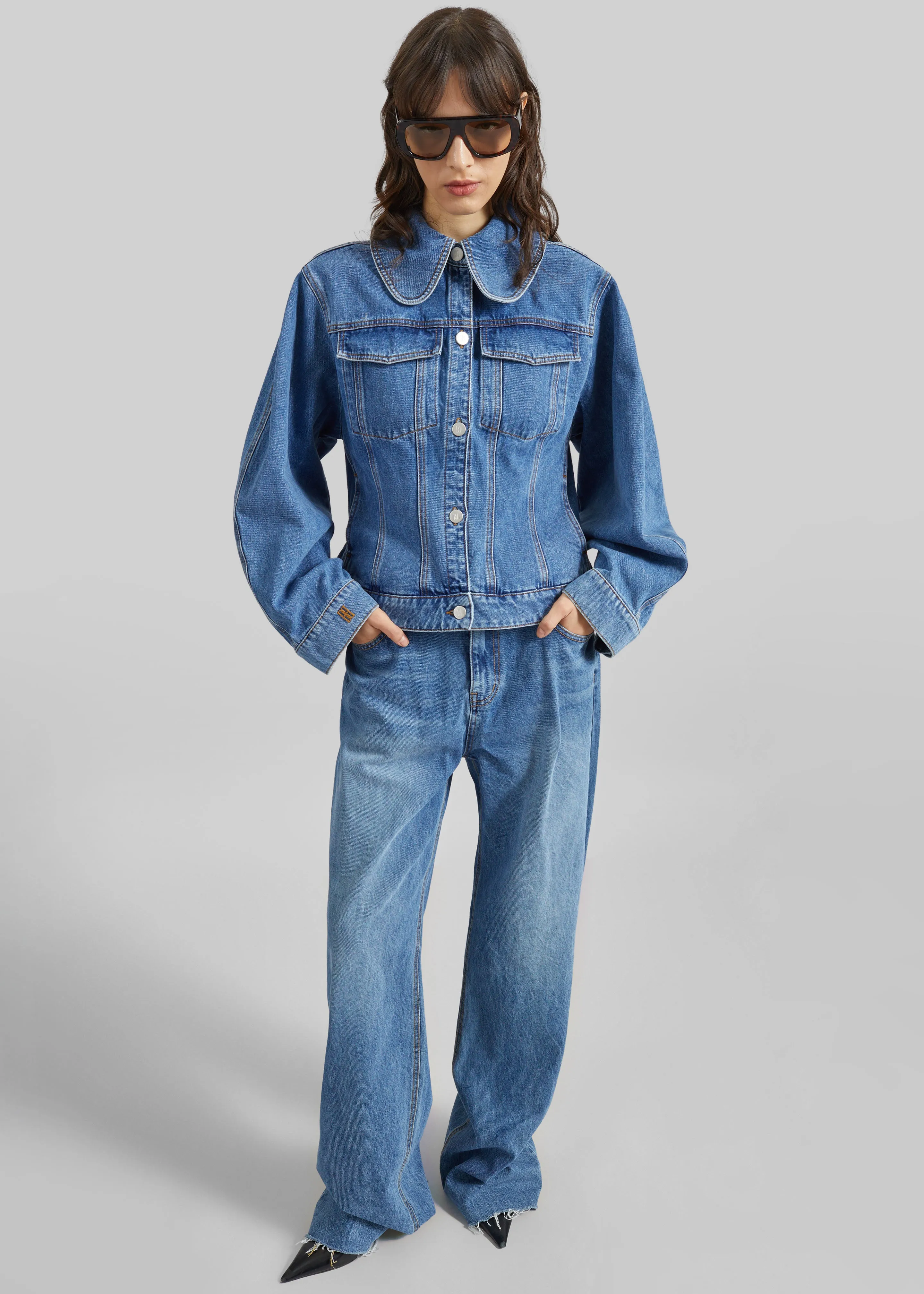 By Malene Birger Villies Jacket - Mid Denim Blue sold by Frankie Shop product image thumbnail 3