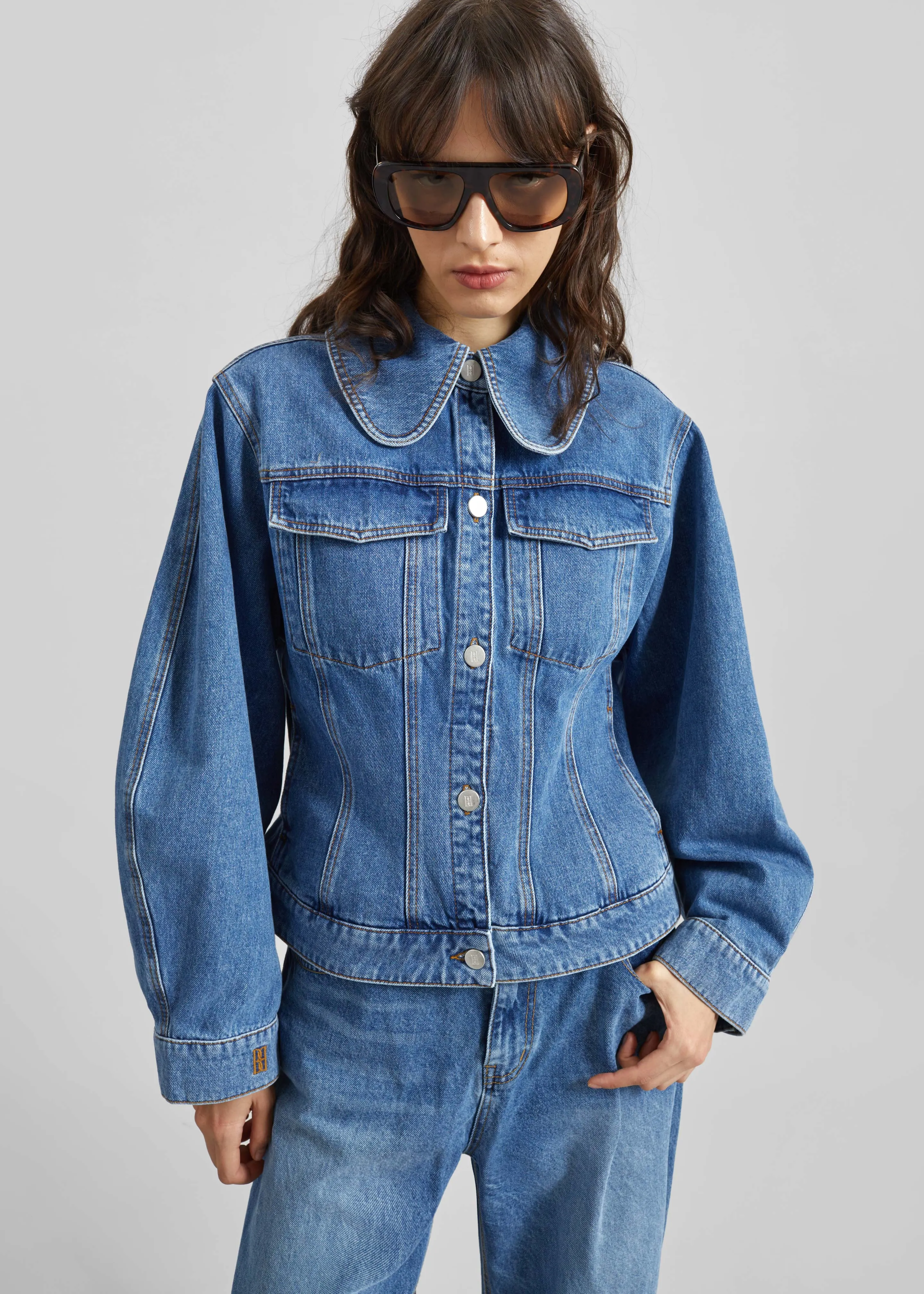 By Malene Birger Villies Jacket - Mid Denim Blue sold by Frankie Shop product image thumbnail 4