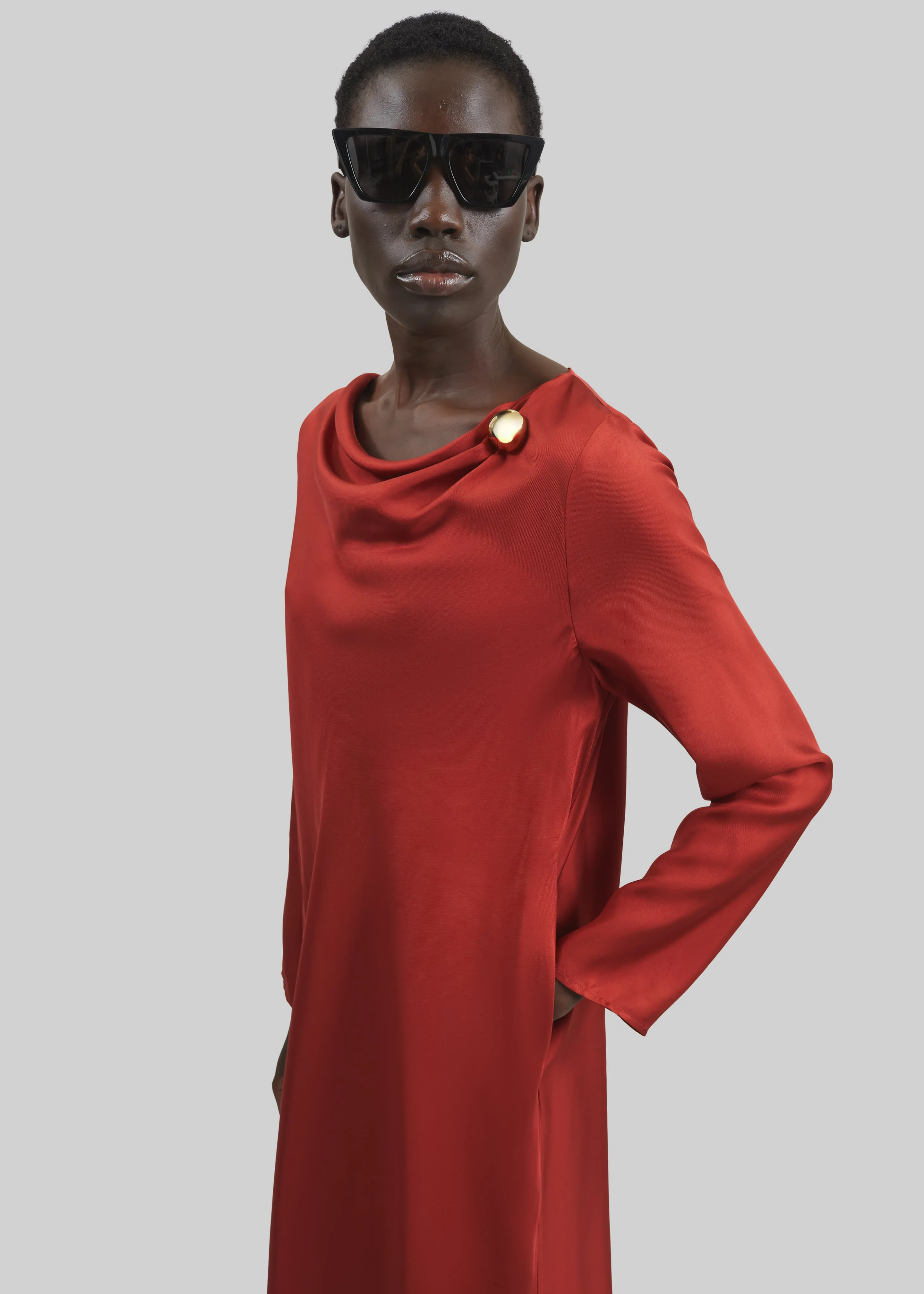 Loulou de Saison Zoya Silk Twill Dress - Red sold by Frankie Shop product image thumbnail 4