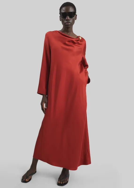Loulou de Saison Zoya Silk Twill Dress - Red made by Loulou De Saison
