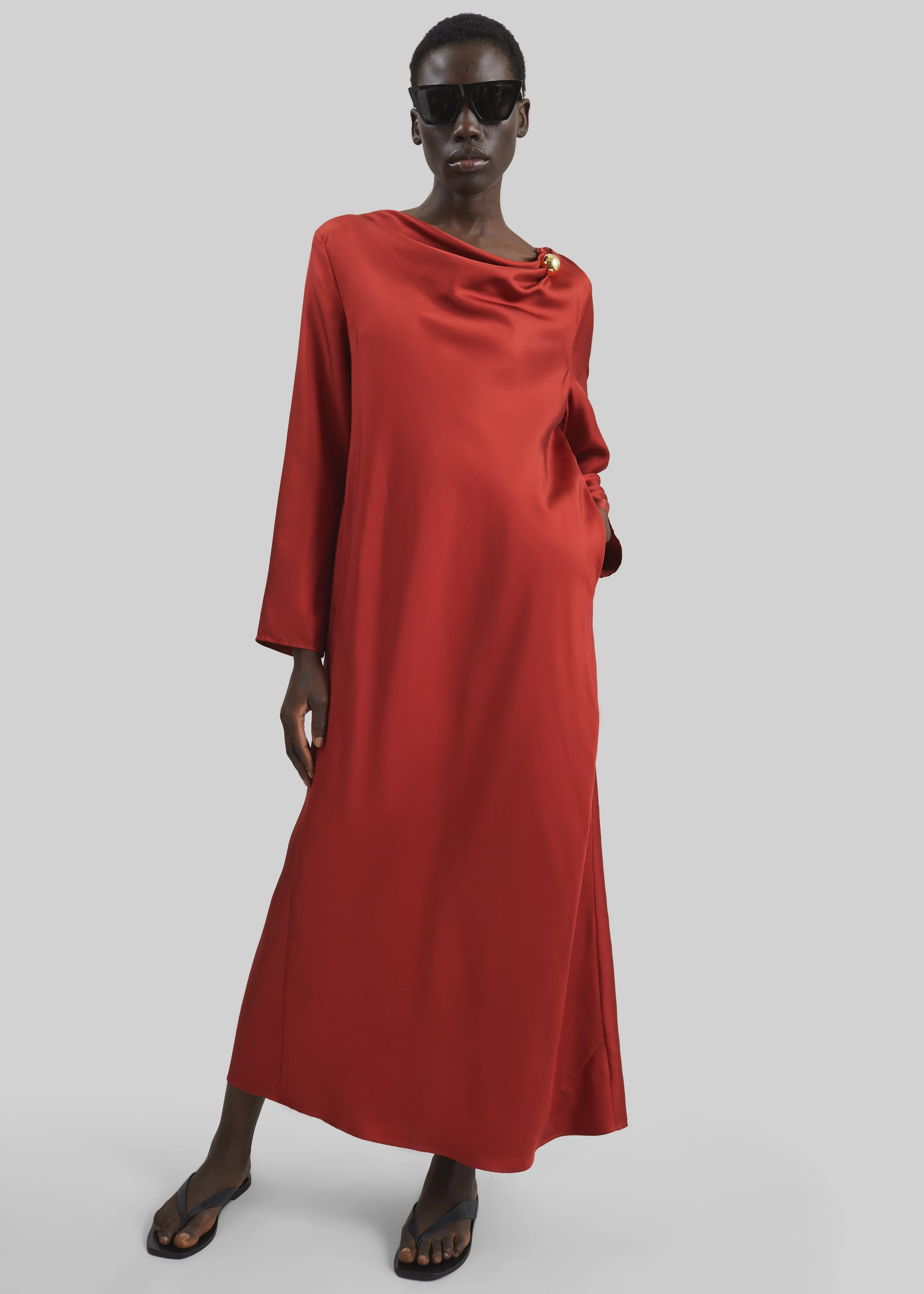 Loulou de Saison Zoya Silk Twill Dress - Red sold by Frankie Shop