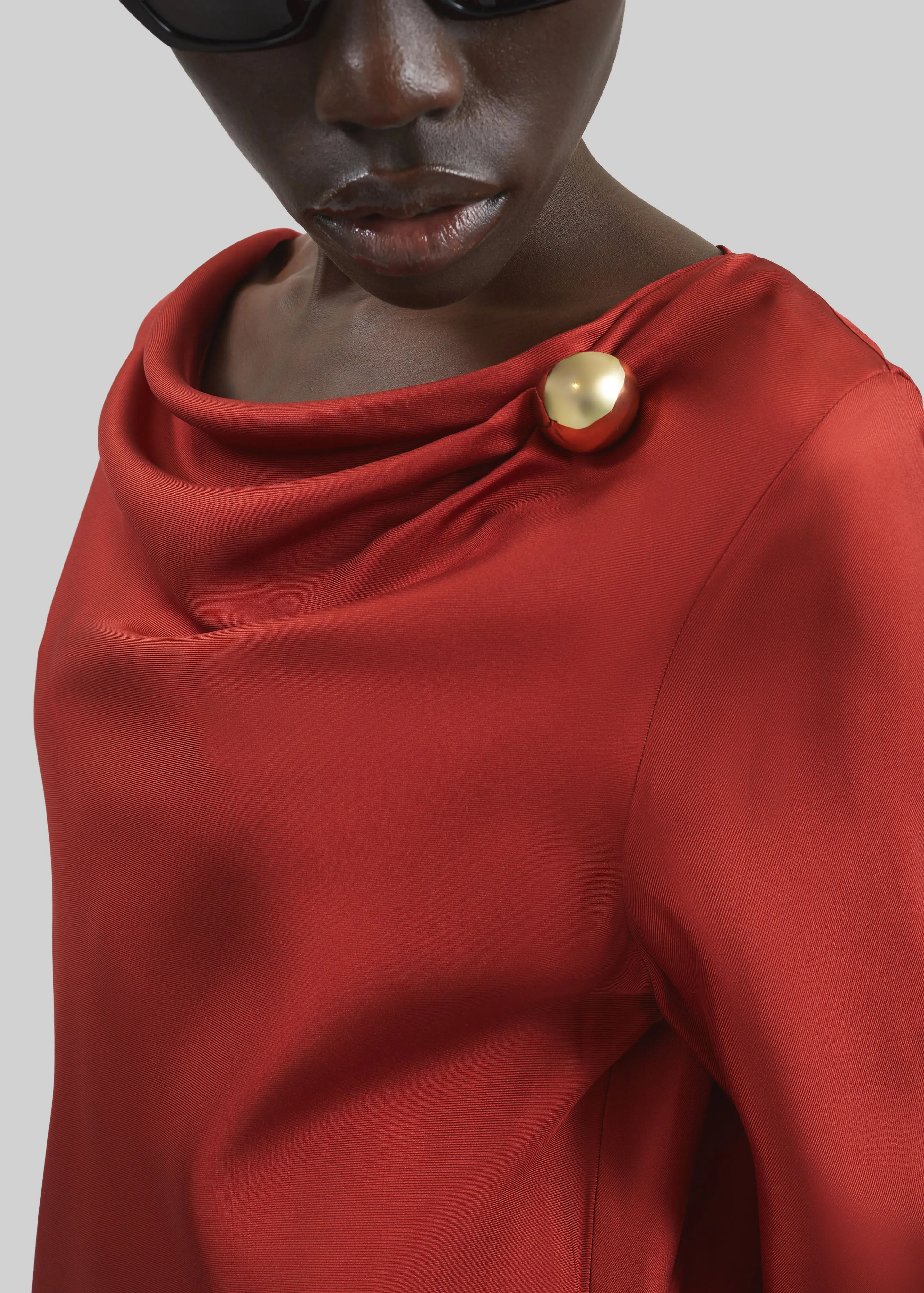 Loulou de Saison Zoya Silk Twill Dress - Red sold by Frankie Shop product image thumbnail 3