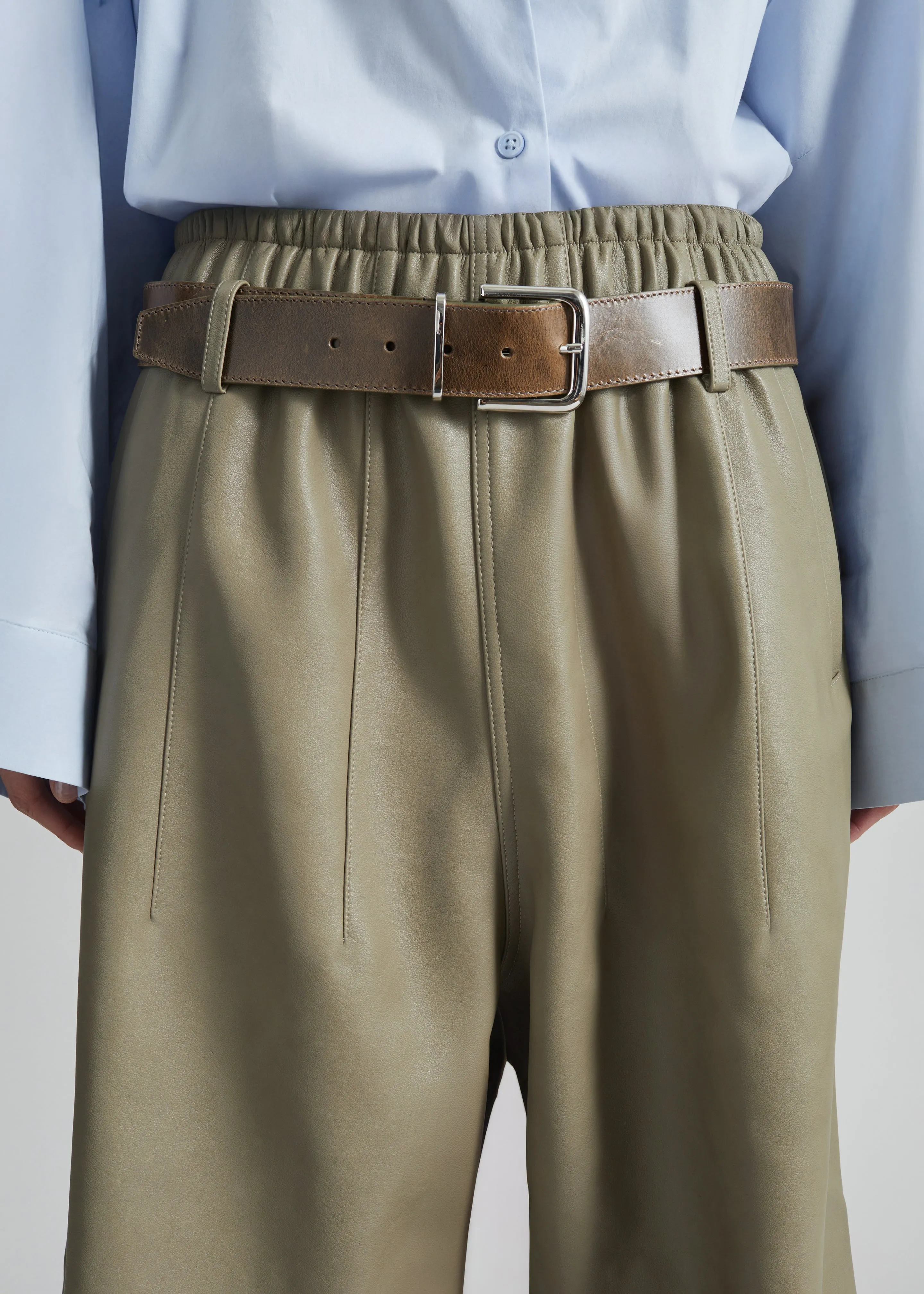 Oakdale Faux Leather Track Pants - Sage sold by Frankie Shop product image thumbnail 2