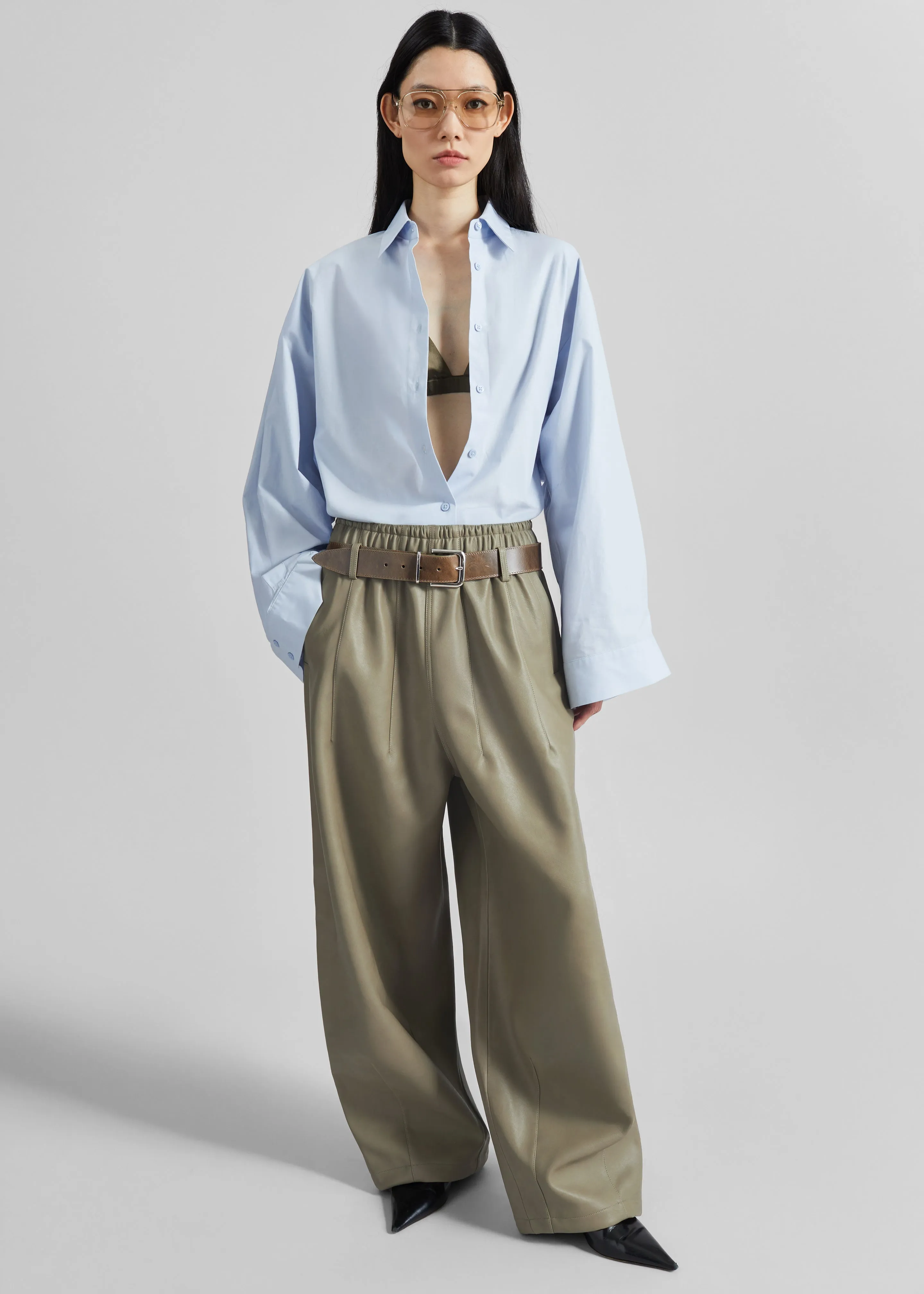 Oakdale Faux Leather Track Pants - Sage sold by Frankie Shop product image thumbnail 5