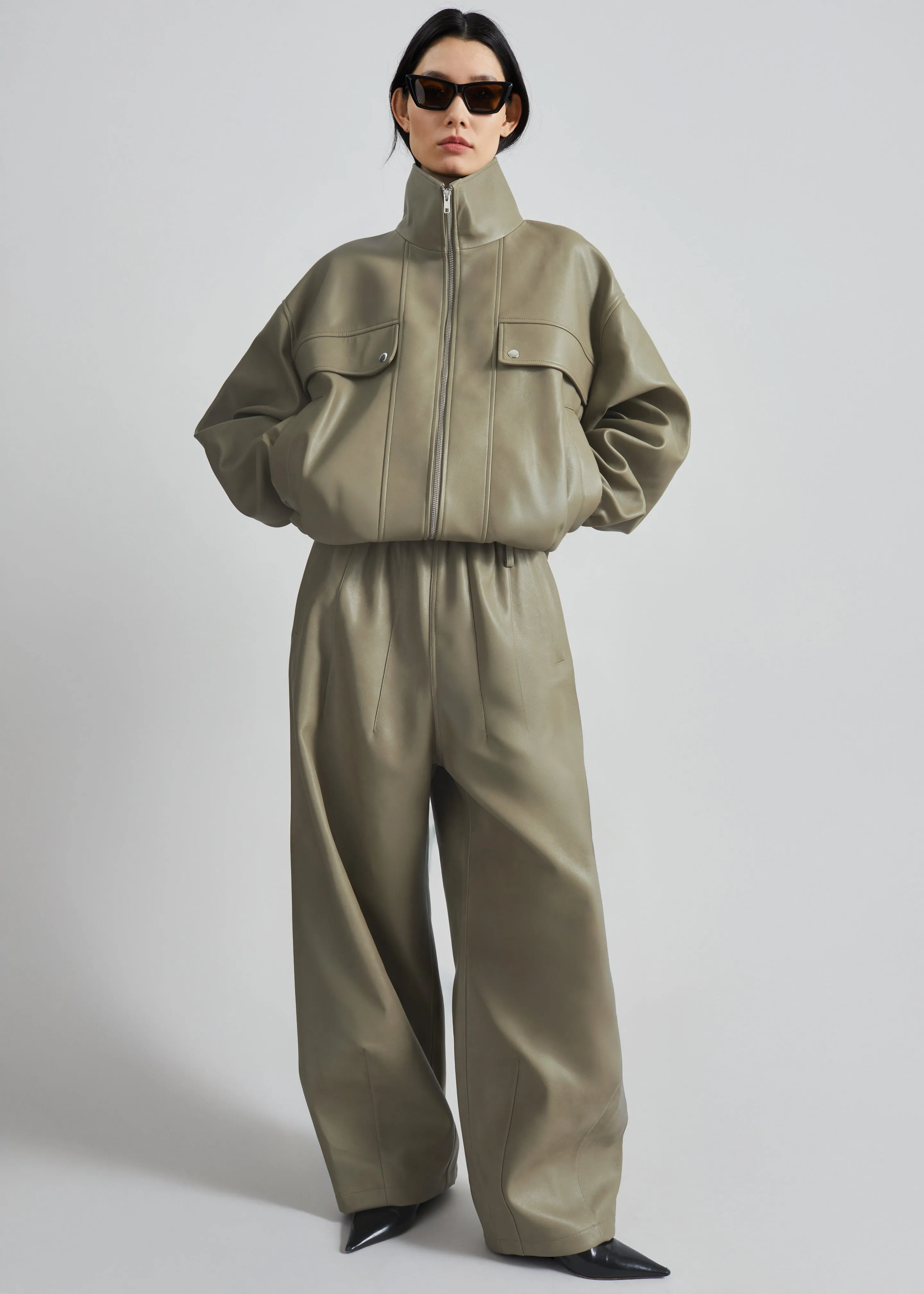 Oakdale Faux Leather Track Pants - Sage sold by Frankie Shop product image thumbnail 4