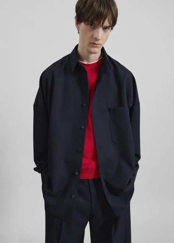 Milton Wool-Blend Shirt - Dark Navy made by Frankie Shop