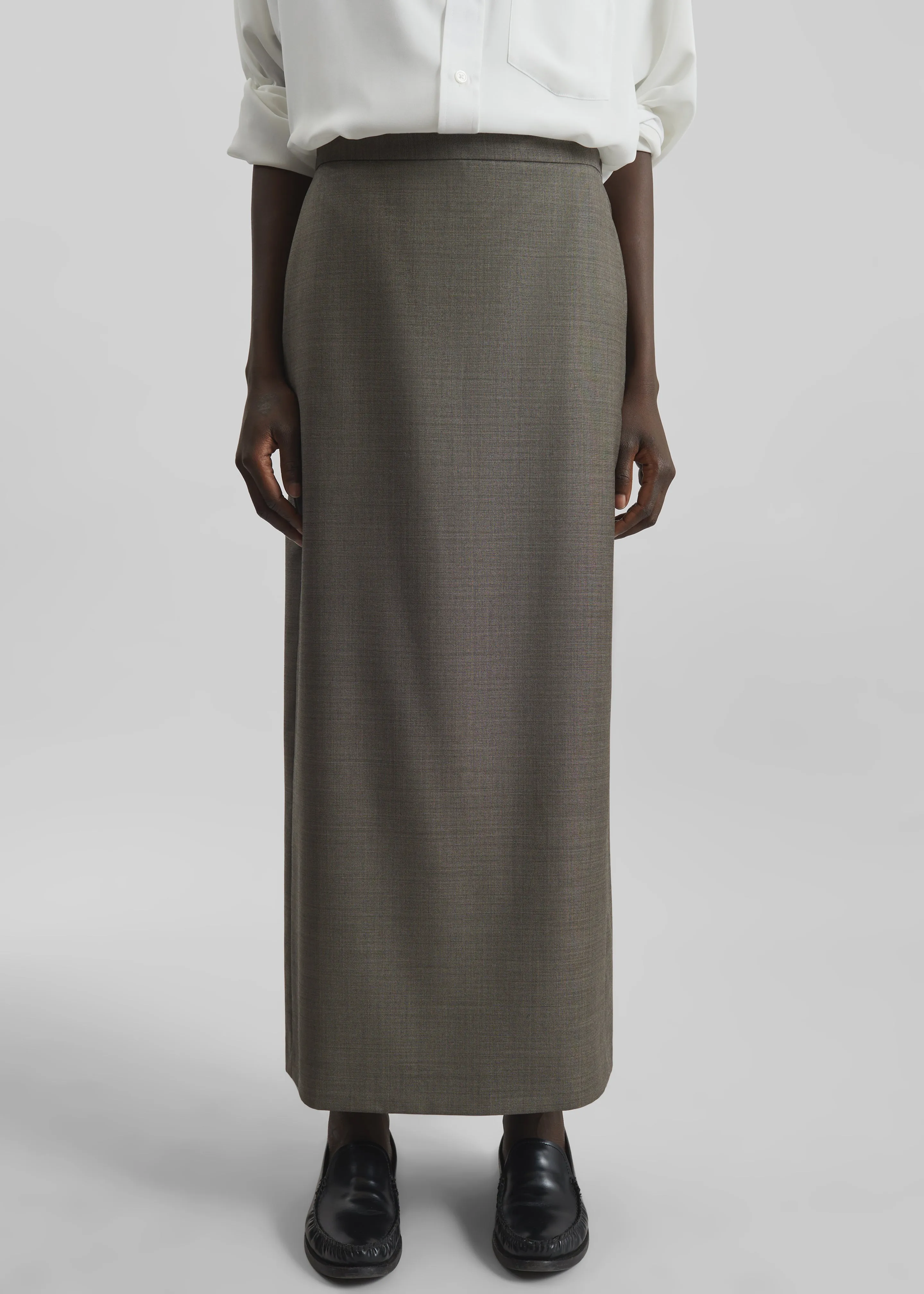 Loulou de Saison Cara Maxi Skirt - Dark Brown Melange sold by Frankie Shop product image thumbnail 4