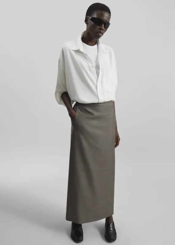 Loulou de Saison Cara Maxi Skirt - Dark Brown Melange sold by Frankie Shop
