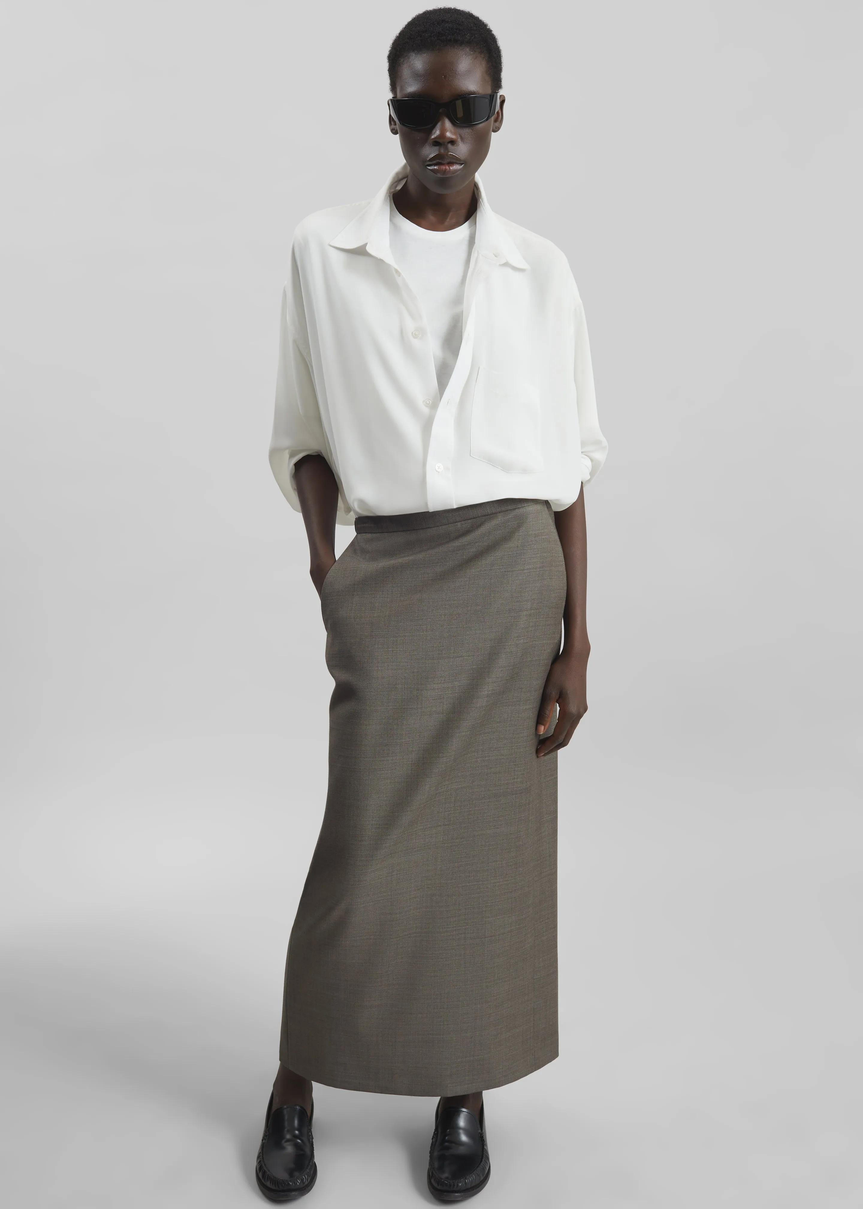 Loulou de Saison Cara Maxi Skirt - Dark Brown Melange sold by Frankie Shop product image thumbnail 5