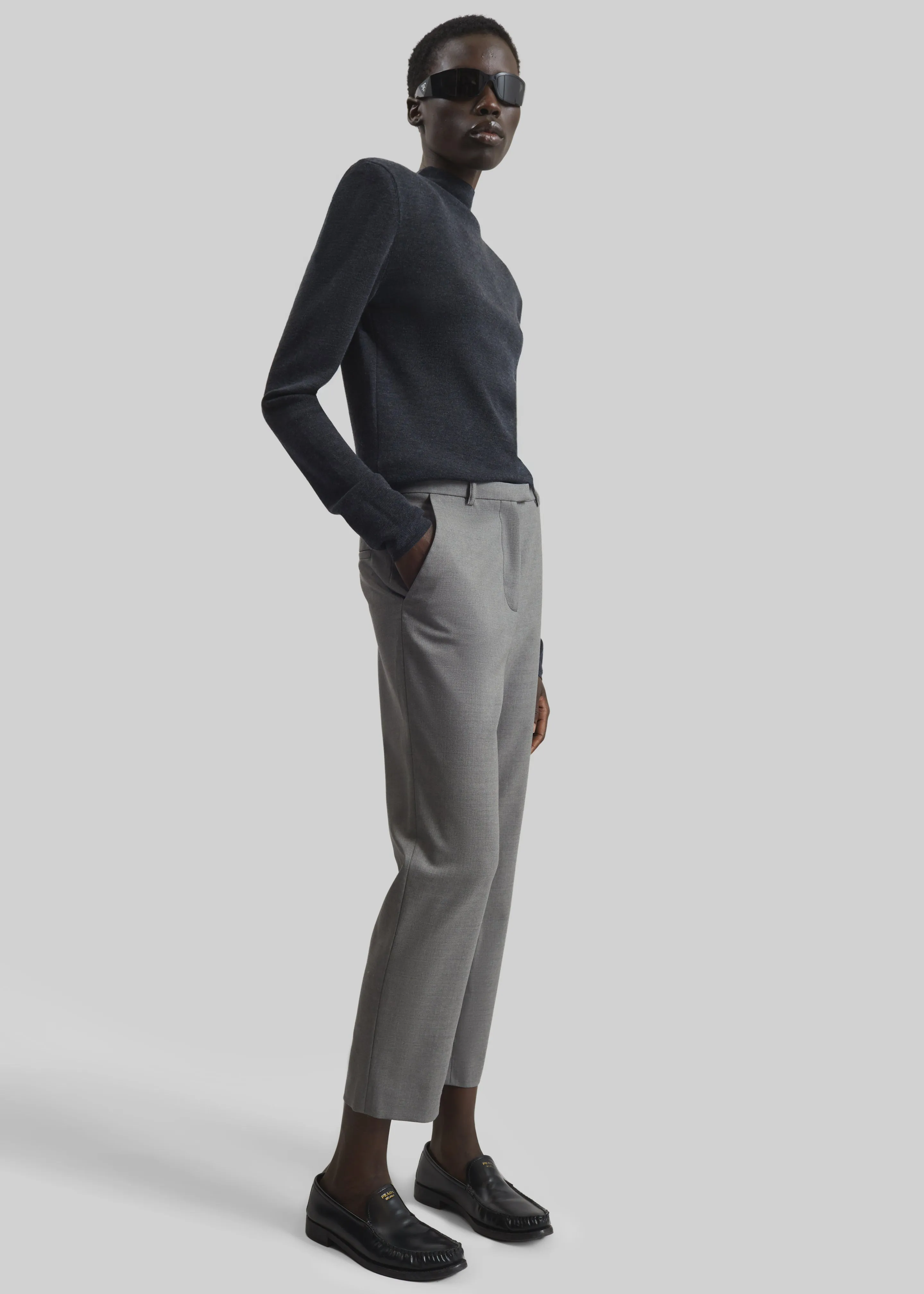 Loulou de Saison Carlo Straight Leg Pants - Grey sold by Frankie Shop