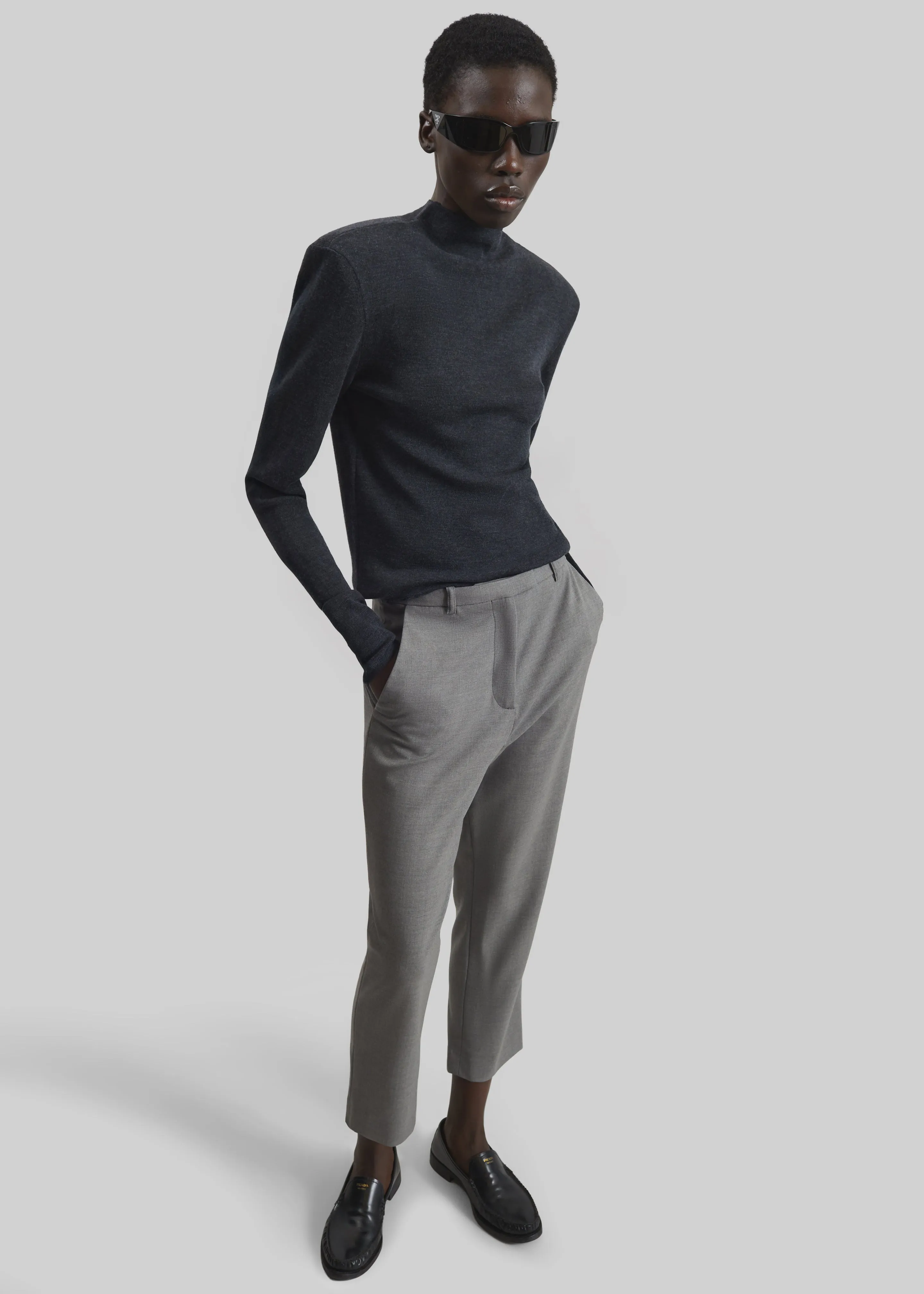 Loulou de Saison Carlo Straight Leg Pants - Grey sold by Frankie Shop product image thumbnail 4