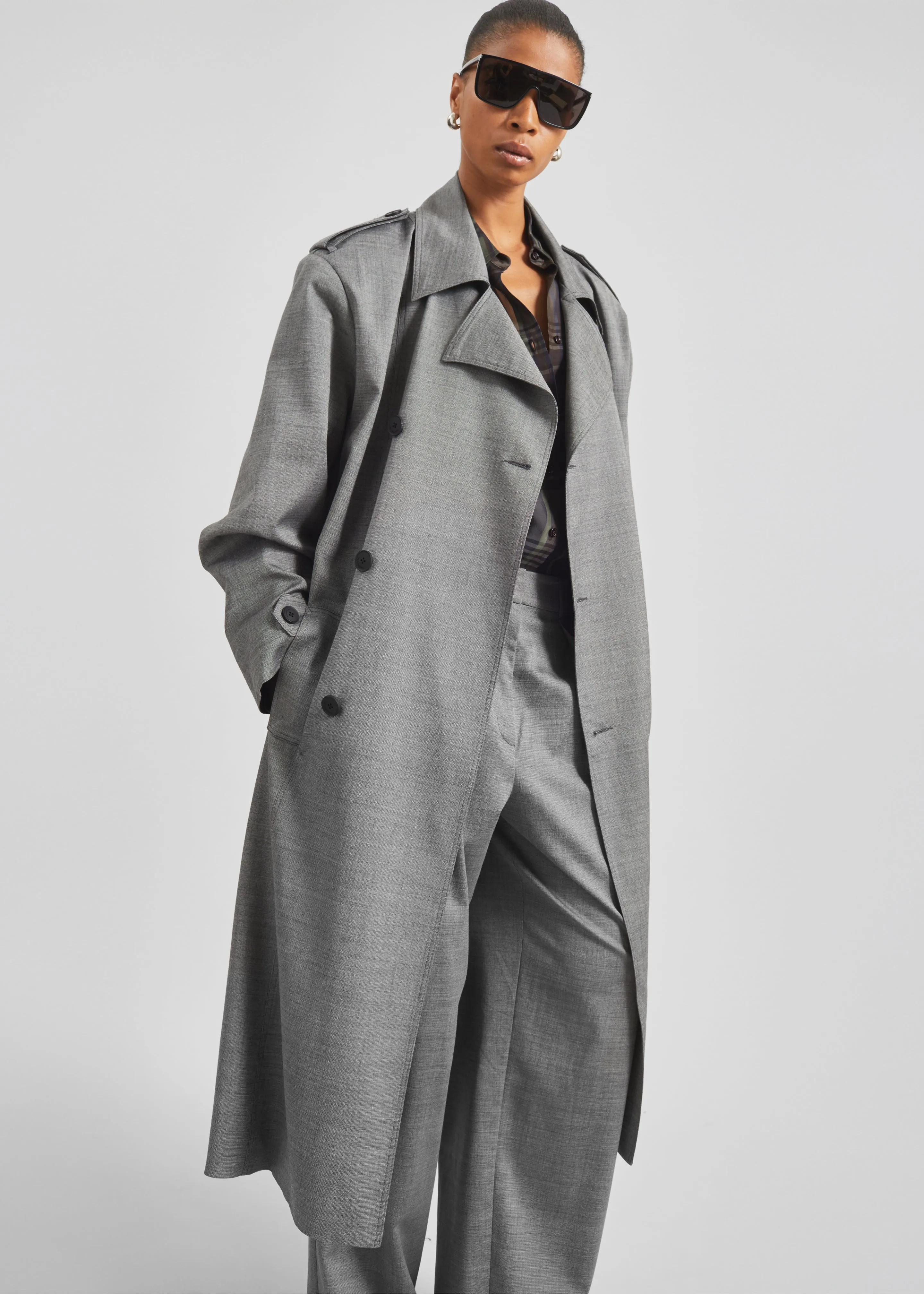 Bleecker Trench Coat - Grey Melange sold by Frankie Shop product image thumbnail 3