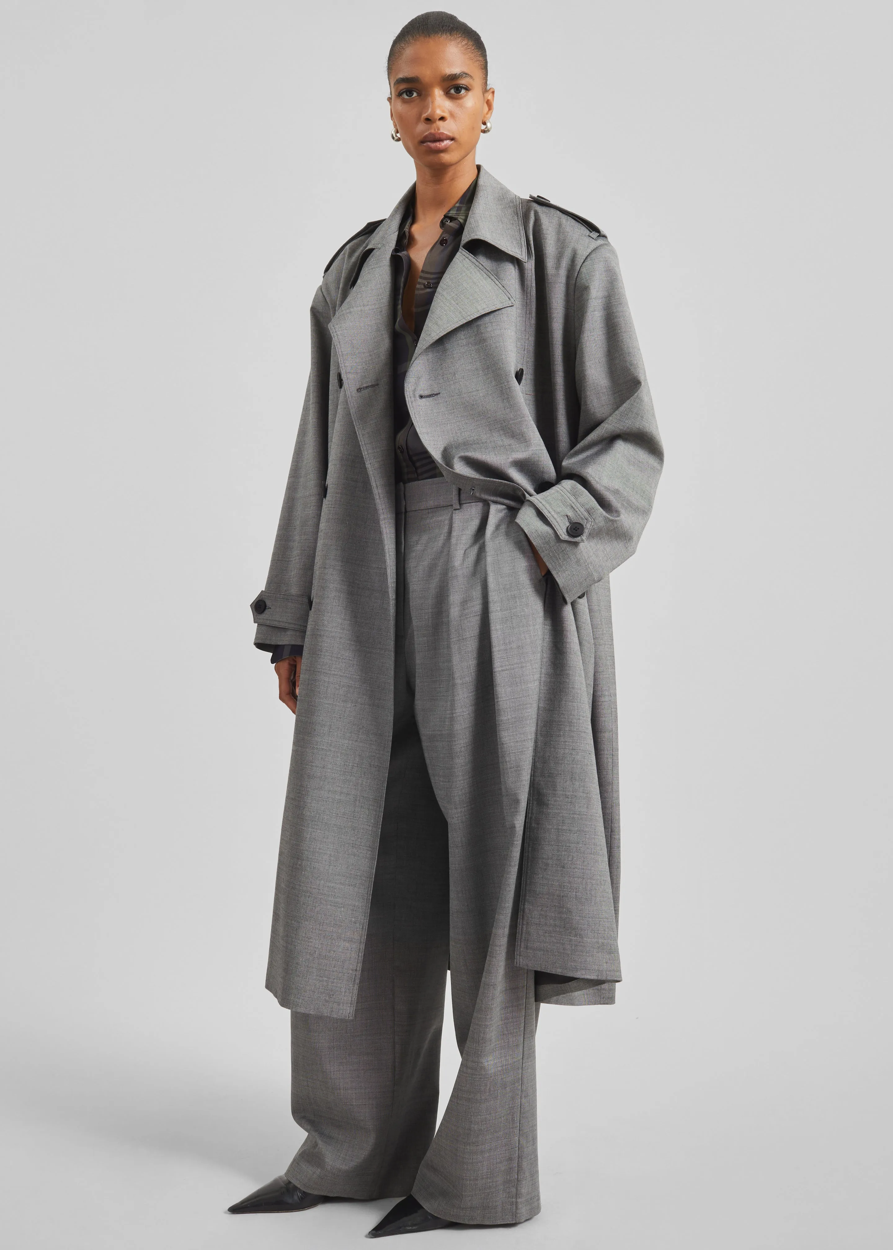 Bleecker Trench Coat - Grey Melange sold by Frankie Shop product image thumbnail 4
