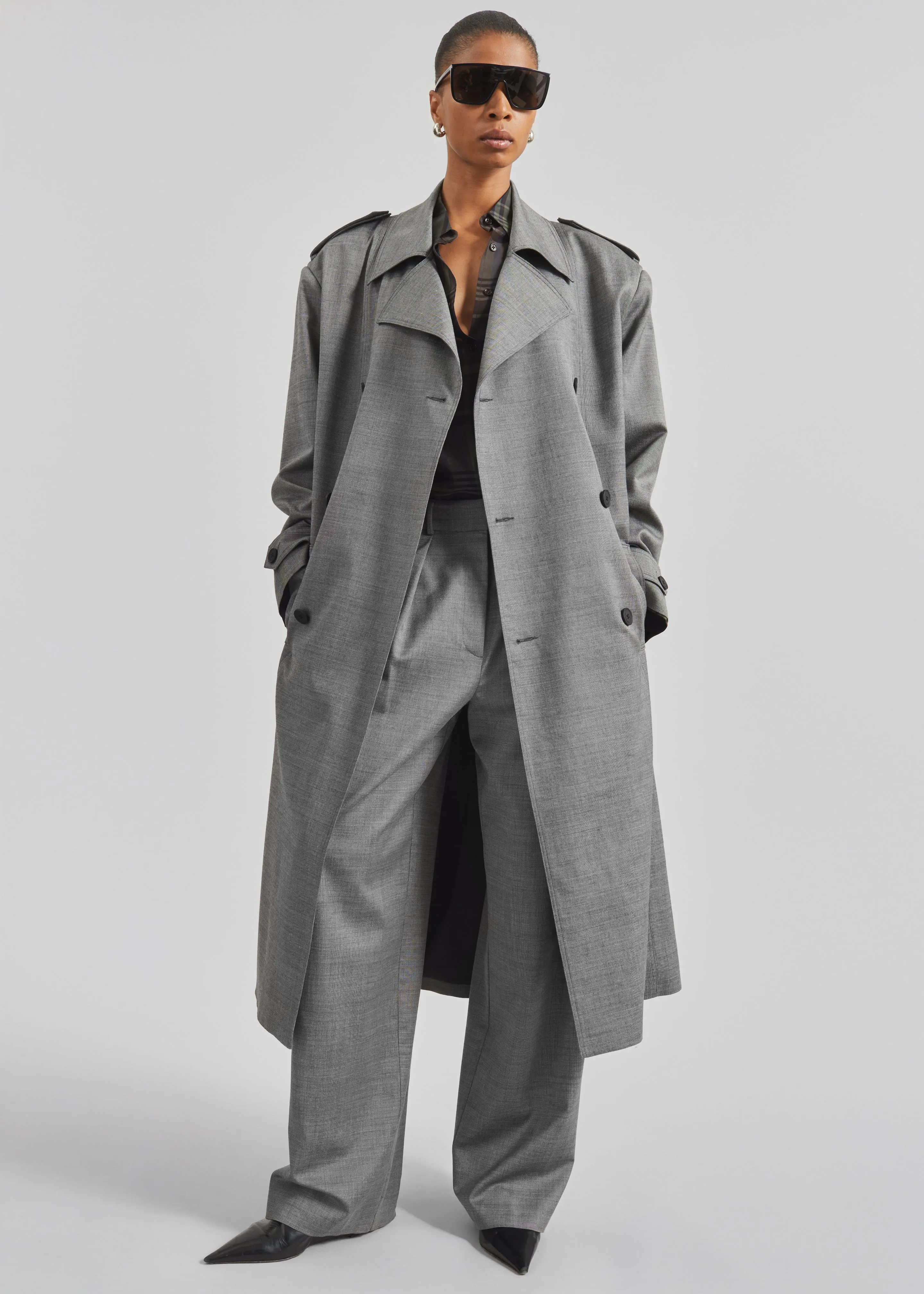 Bleecker Trench Coat - Grey Melange sold by Frankie Shop