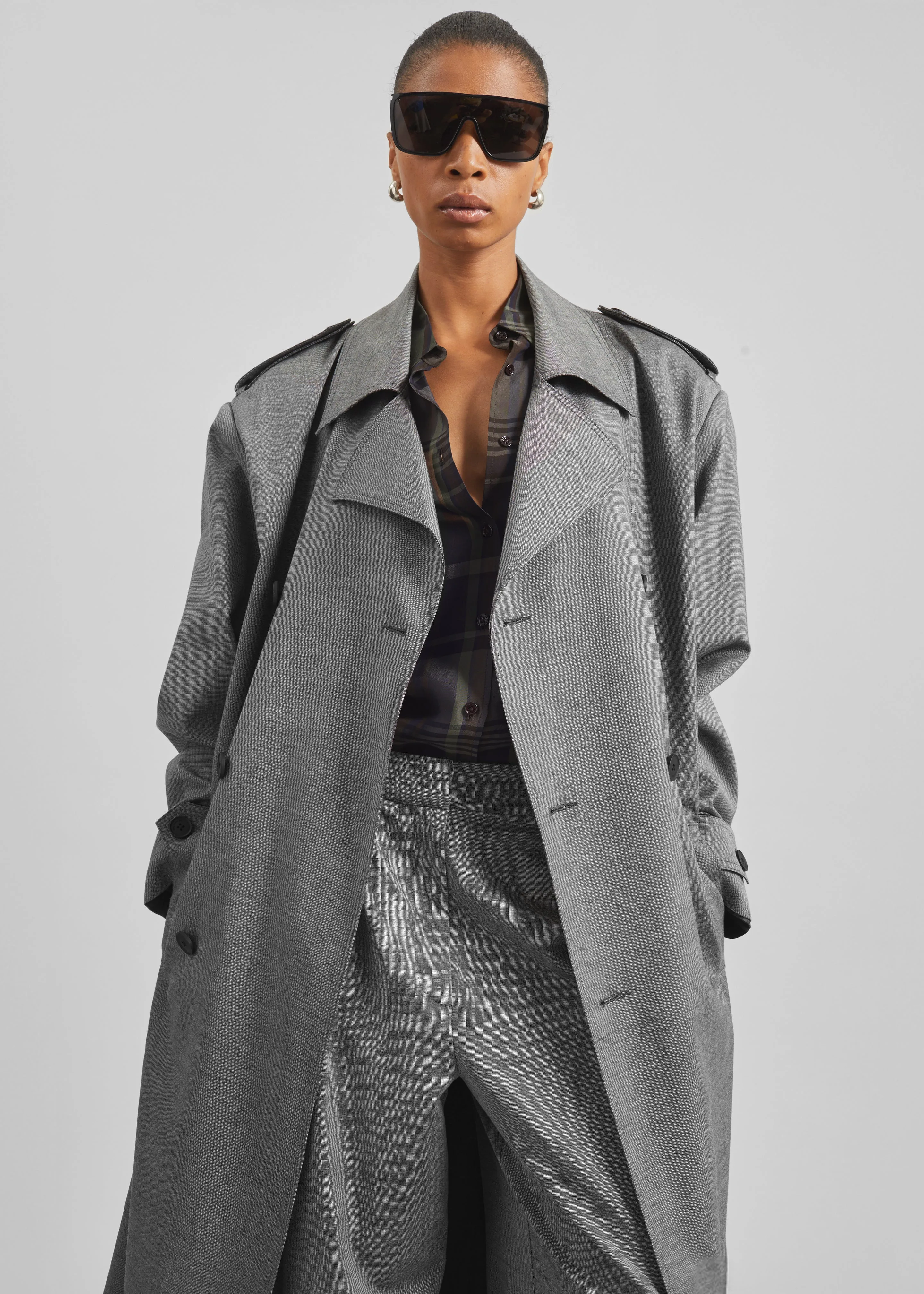 Bleecker Trench Coat - Grey Melange sold by Frankie Shop product image thumbnail 2