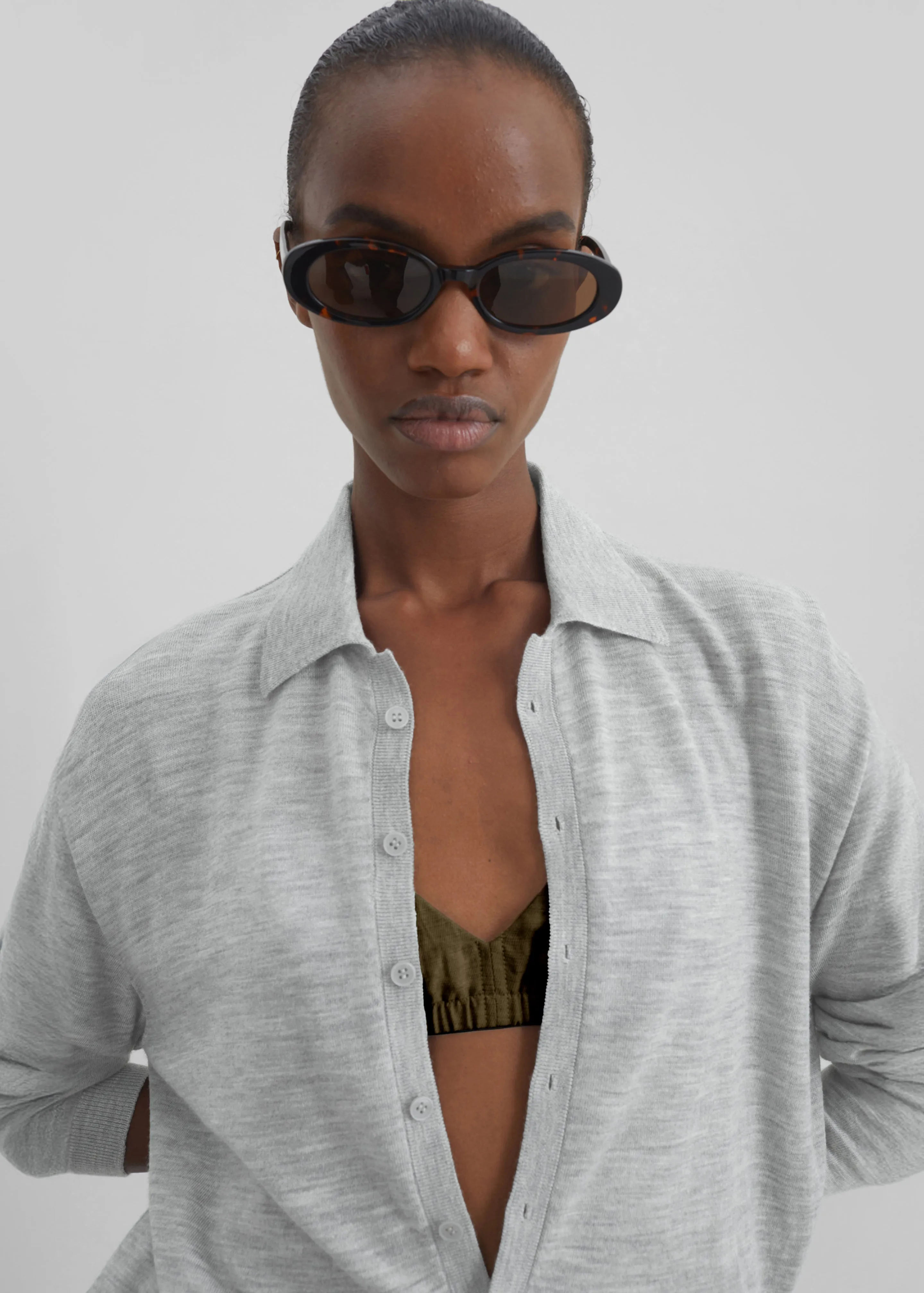 Tala Knit V-Neck Polo - Light Grey sold by Frankie Shop product image thumbnail 3