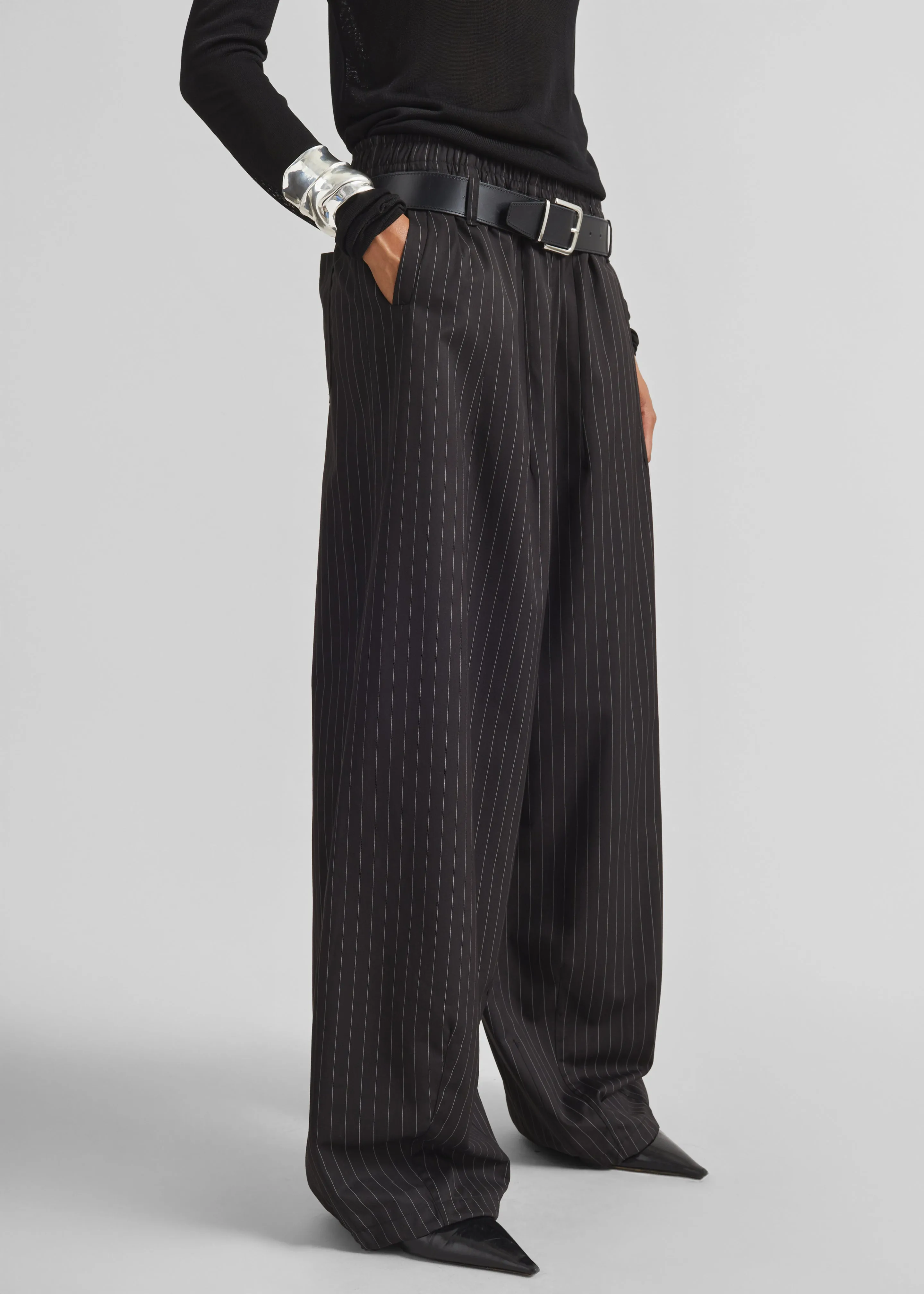 Oakdale Track Pants - Black/White Pinstripe sold by Frankie Shop product image thumbnail 5