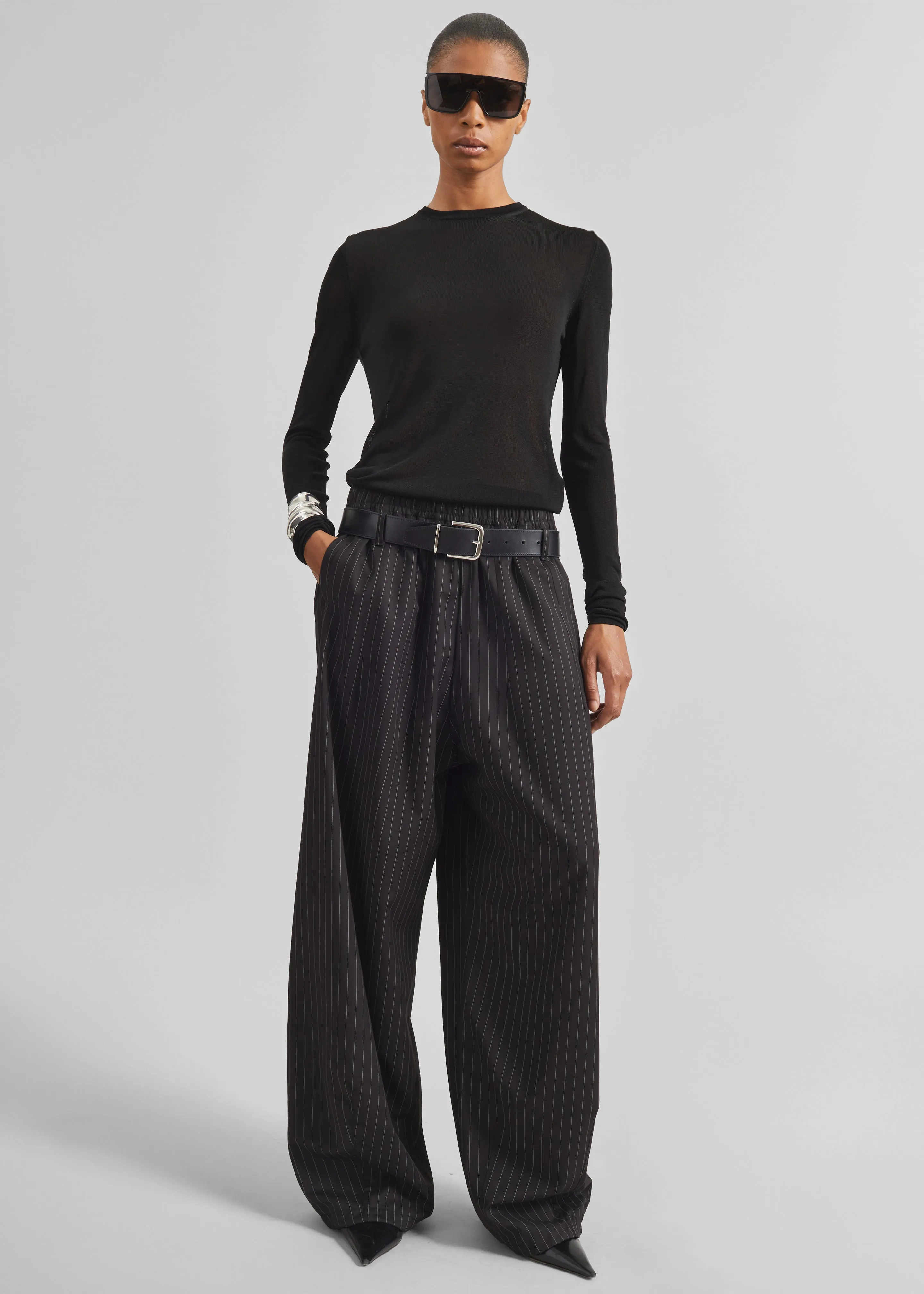 Oakdale Track Pants - Black/White Pinstripe sold by Frankie Shop product image thumbnail 4