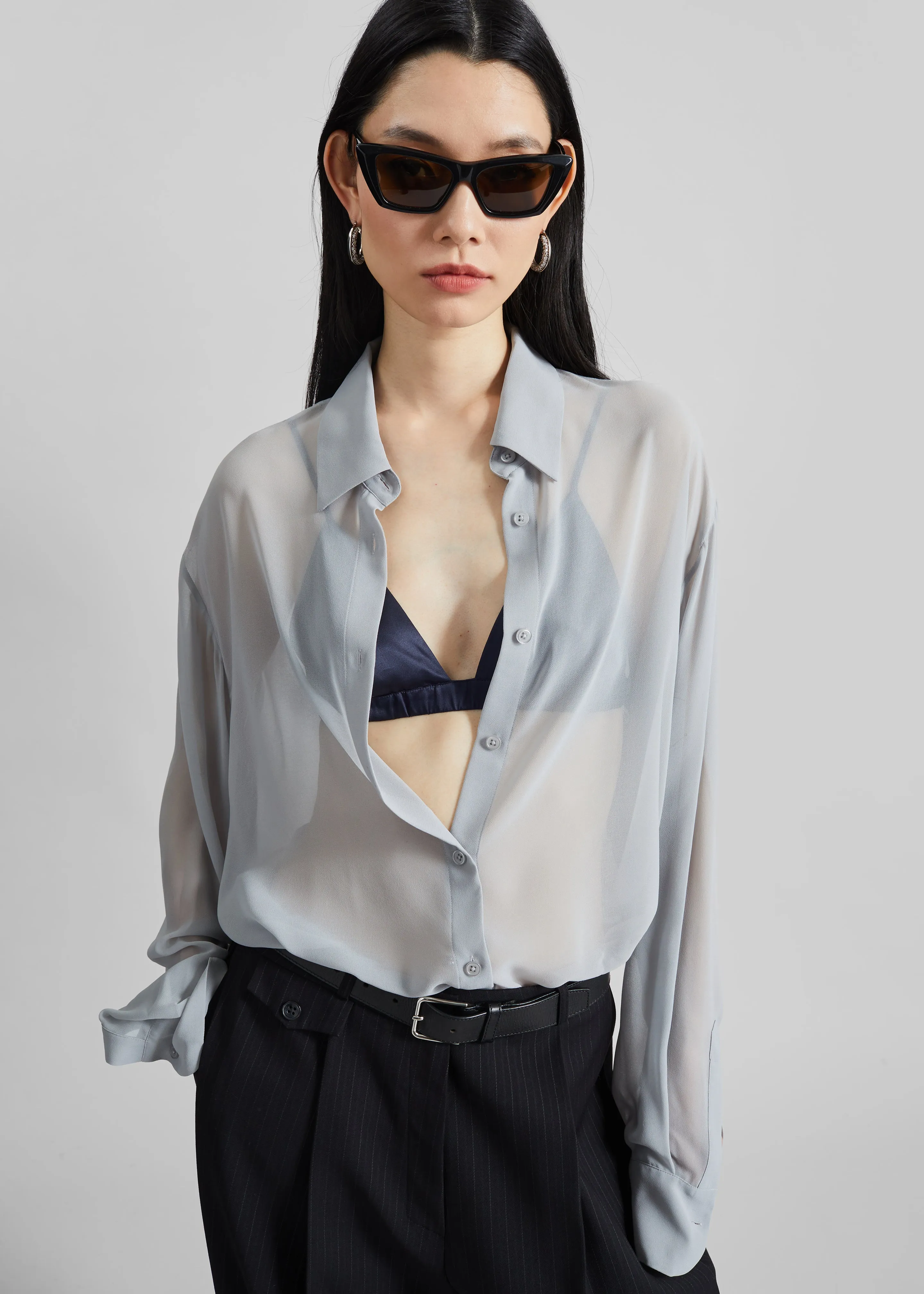 Nina Silk Bralette - Navy sold by Frankie Shop product image thumbnail 4