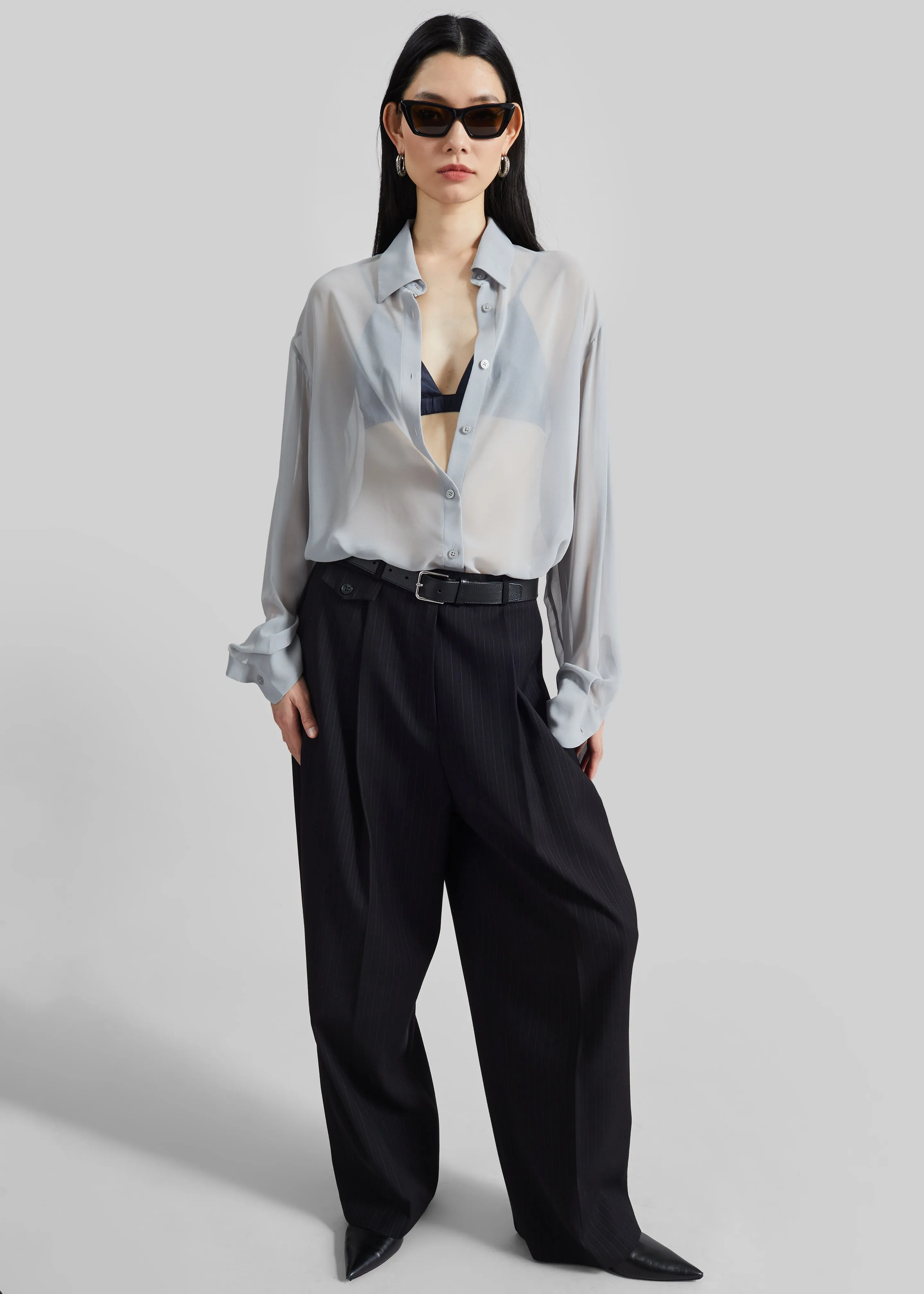 Nina Silk Bralette - Navy sold by Frankie Shop product image thumbnail 2