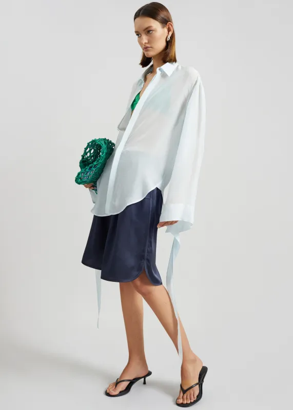 Nelis Silk Bermuda Shorts - Navy made by Frankie Shop