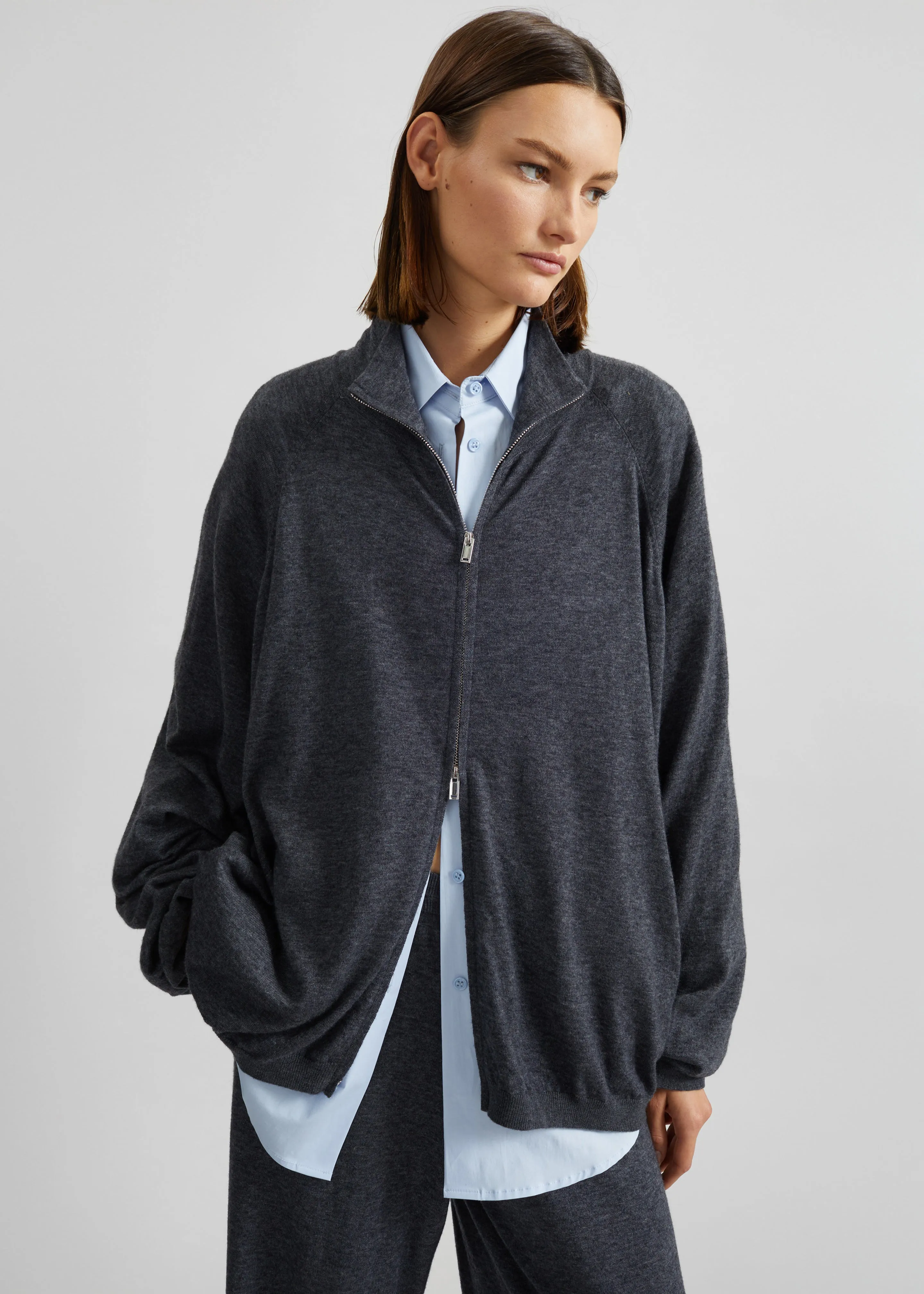Baxe Knit Track Jacket - Dark Grey Melange sold by Frankie Shop product image thumbnail 2