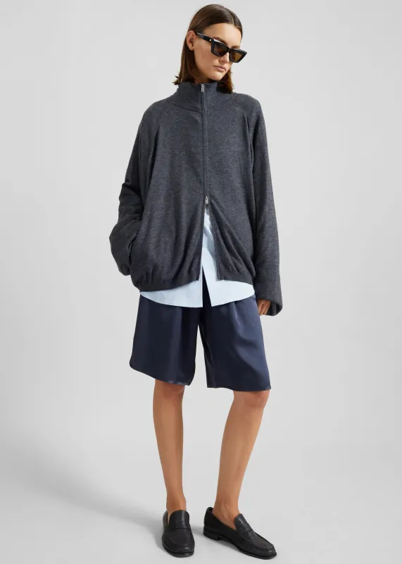 Baxe Knit Track Jacket - Dark Grey Melange made by Frankie Shop