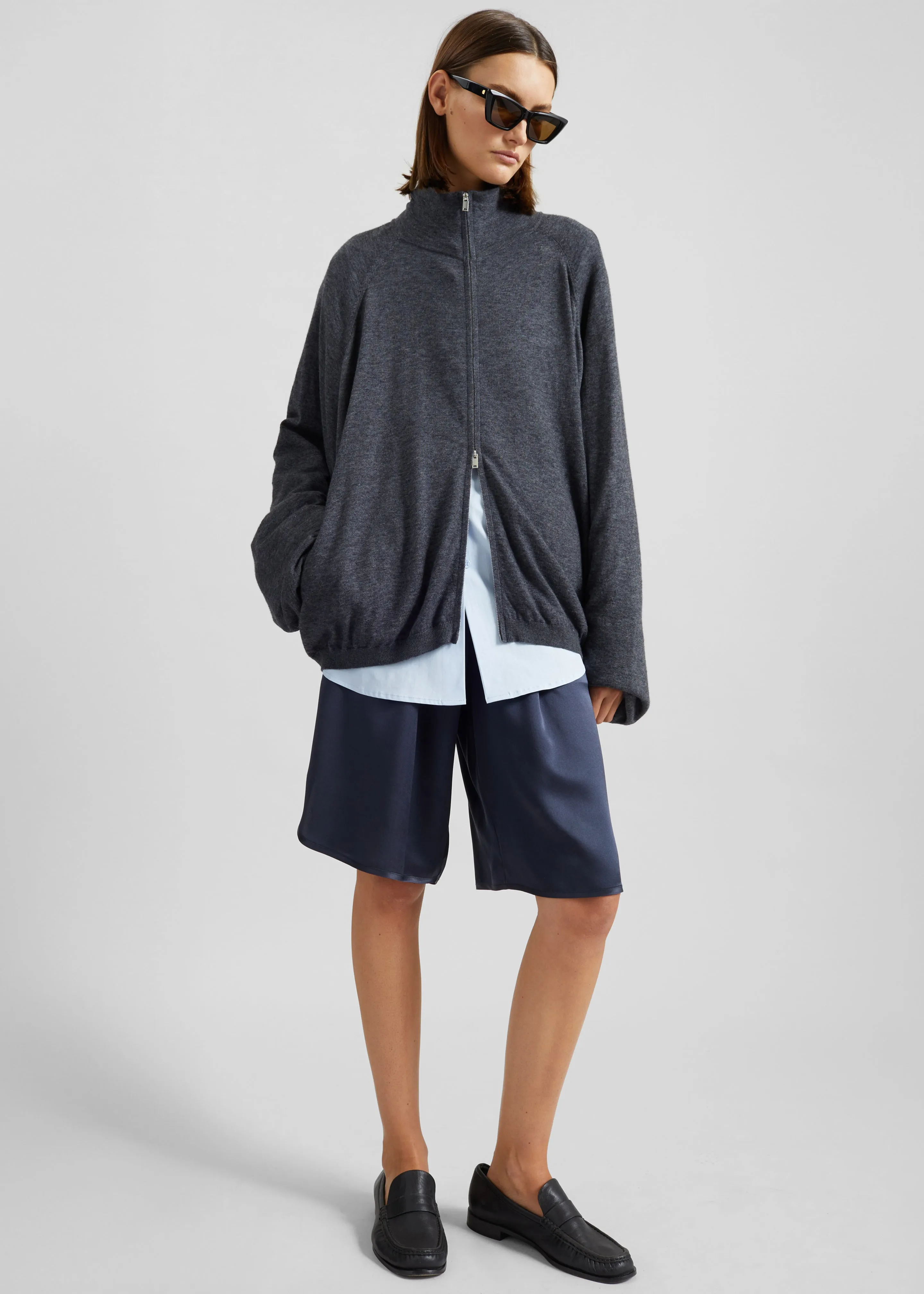 Baxe Knit Track Jacket - Dark Grey Melange sold by Frankie Shop