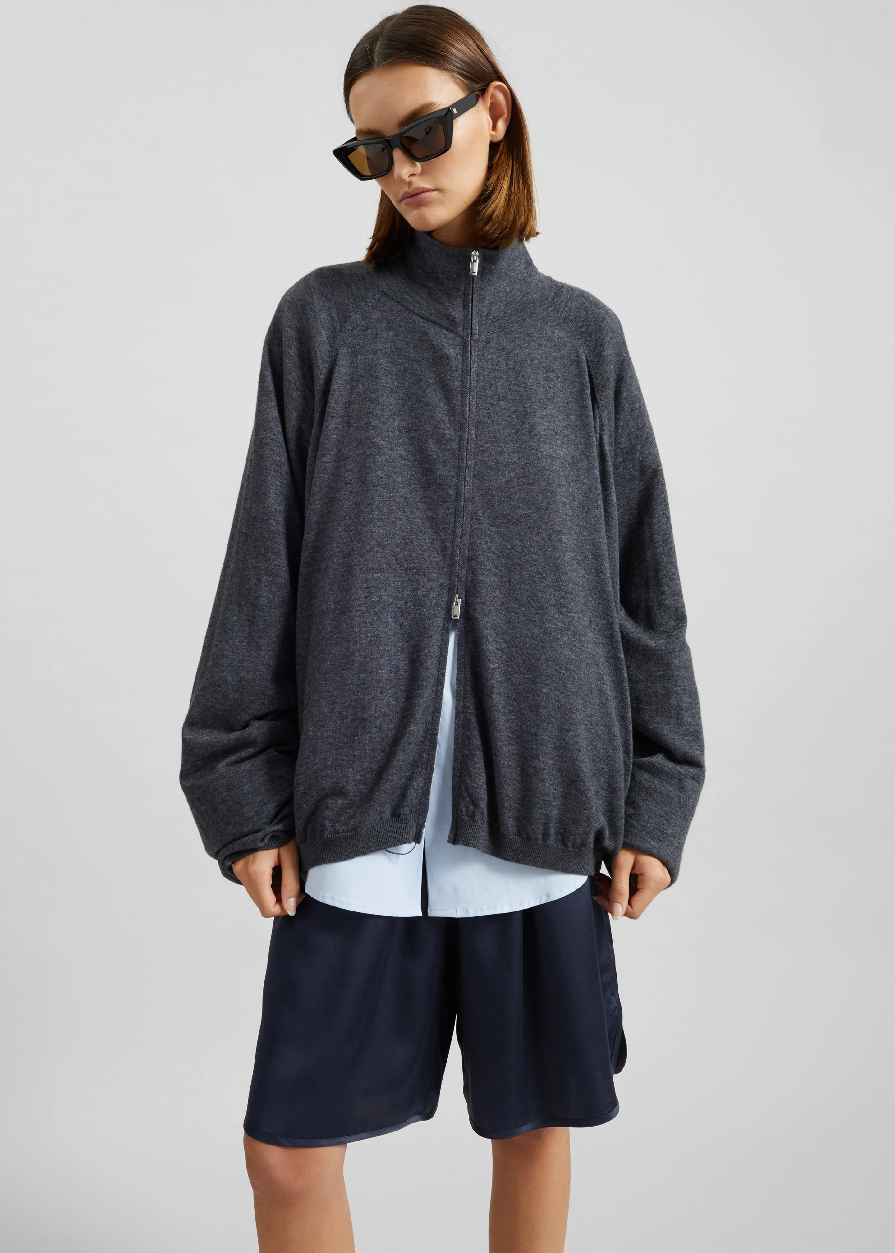 Baxe Knit Track Jacket - Dark Grey Melange sold by Frankie Shop product image thumbnail 4