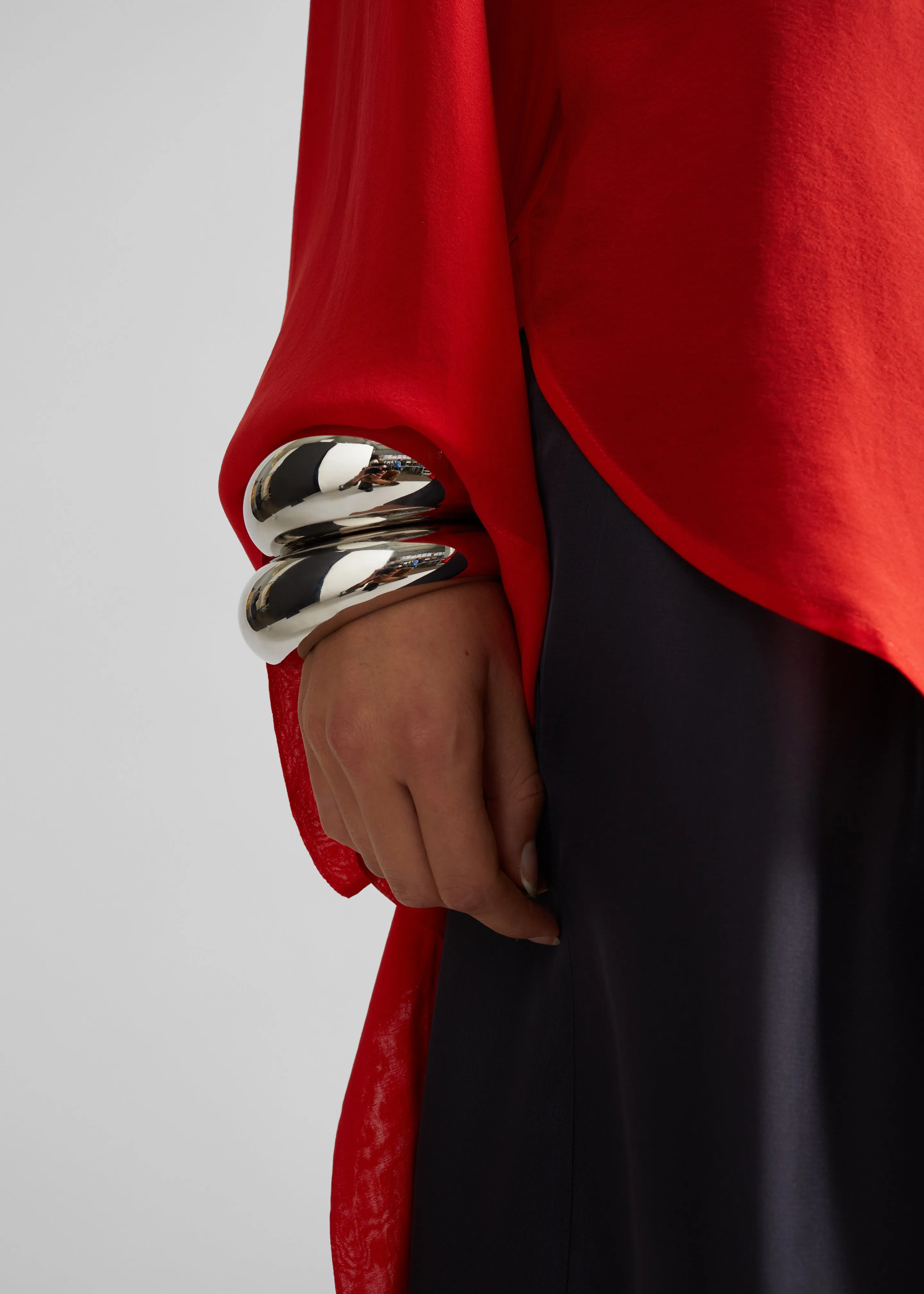 Verlin Sheer Chiffon Tie Cuff Shirt - Red sold by Frankie Shop product image thumbnail 4