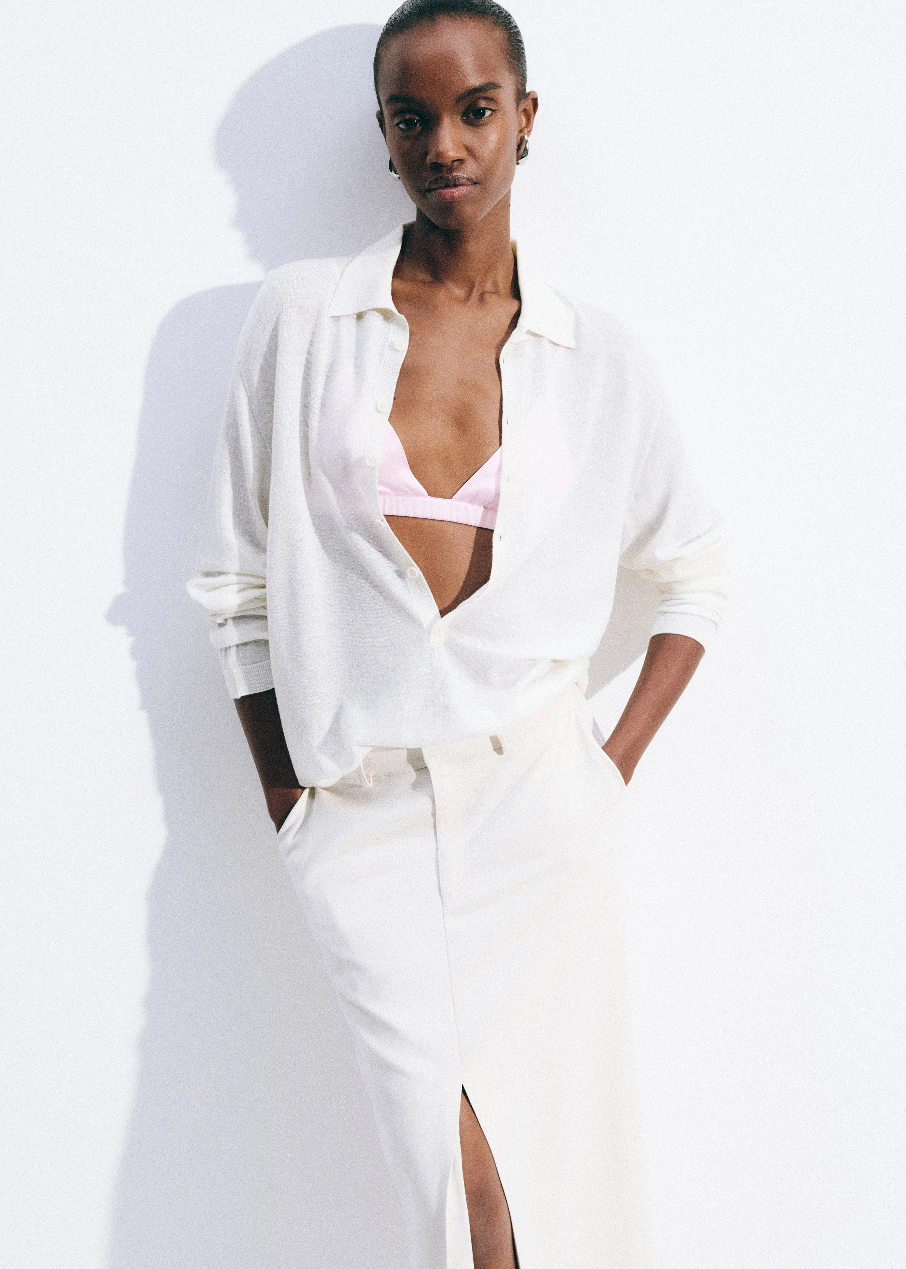 Tala Knit V-Neck Polo - White sold by Frankie Shop product image thumbnail 5