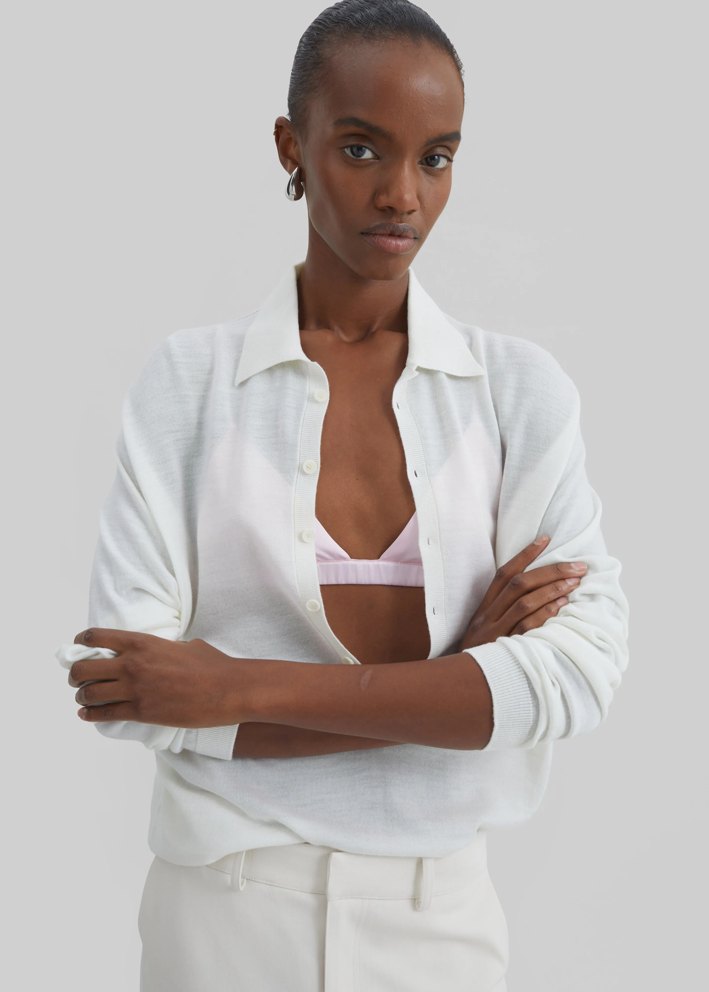 Tala Knit V-Neck Polo - White sold by Frankie Shop product image thumbnail 4