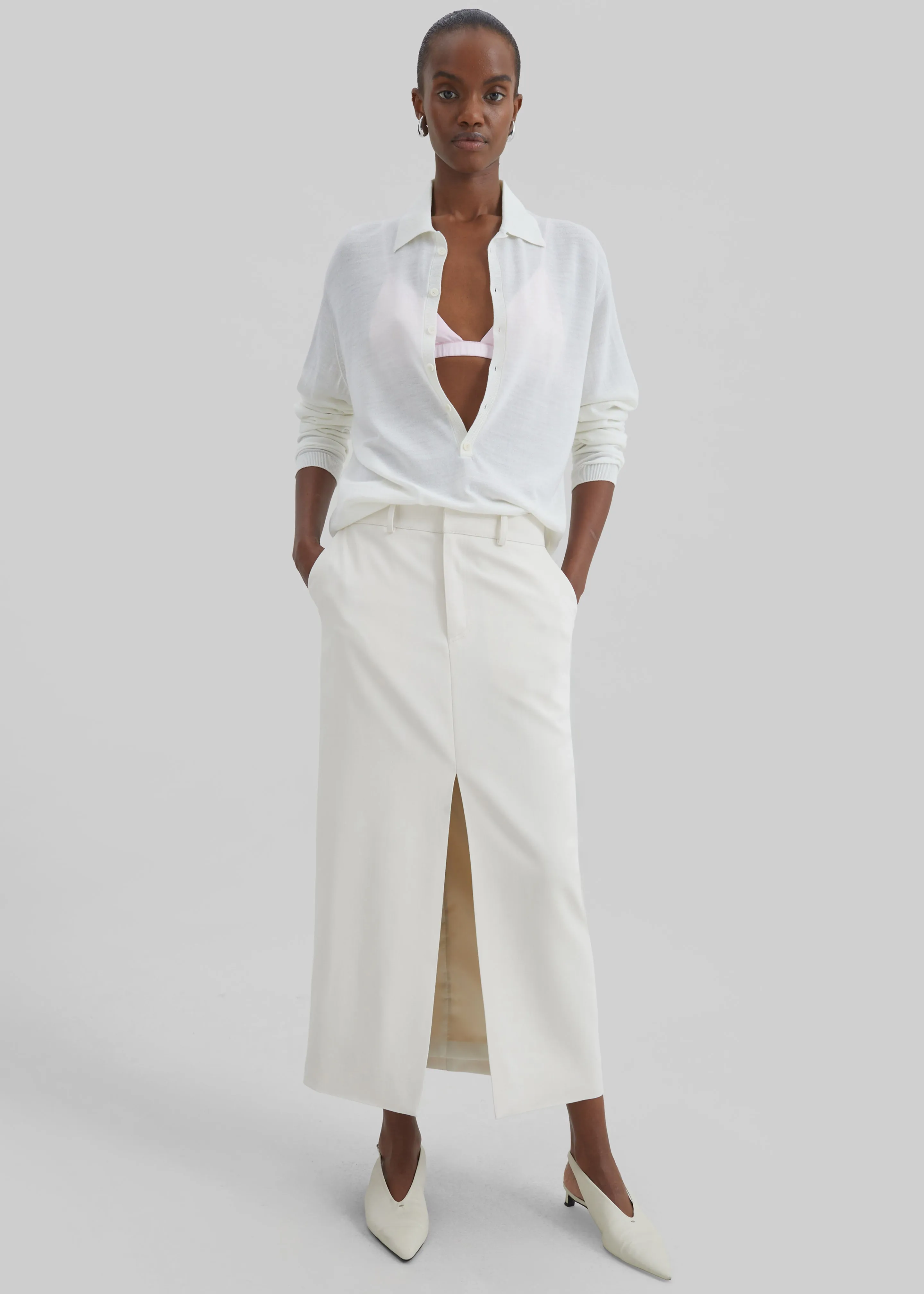 Tala Knit V-Neck Polo - White sold by Frankie Shop product image thumbnail 3