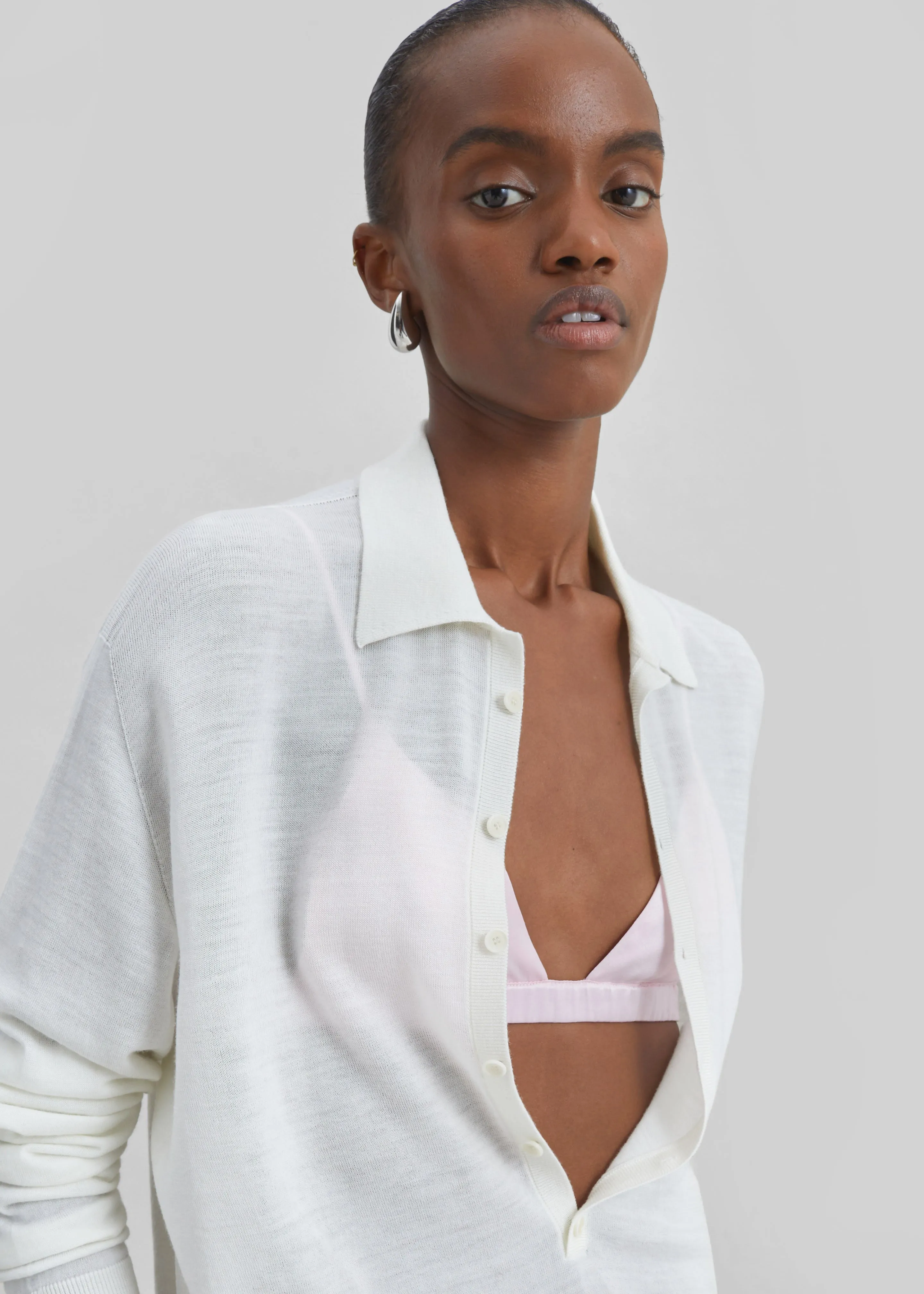 Tala Knit V-Neck Polo - White sold by Frankie Shop product image thumbnail 2