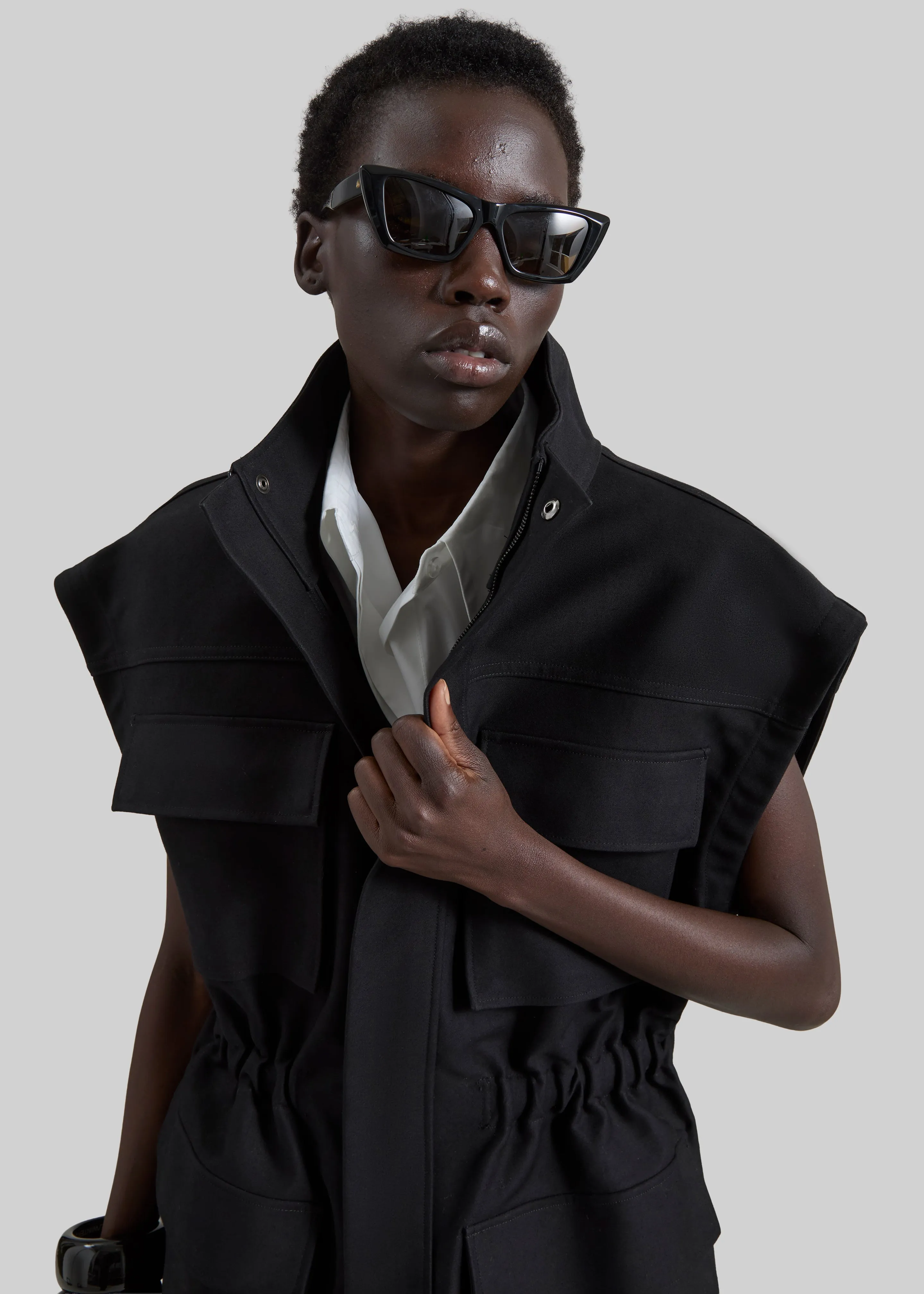 Melton Detachable Sleeve Cargo Jacket - Black sold by Frankie Shop product image thumbnail 3