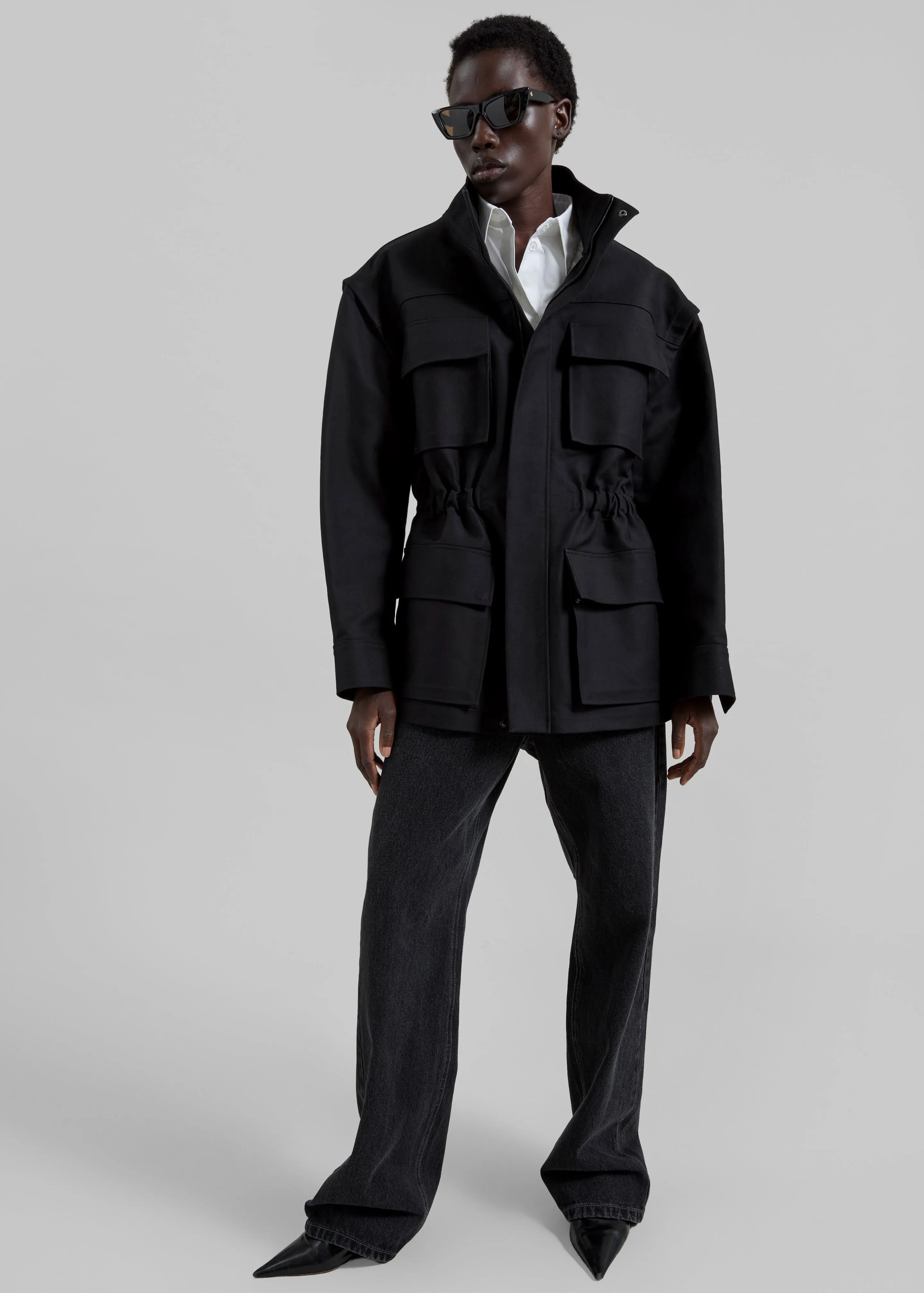 Melton Detachable Sleeve Cargo Jacket - Black sold by Frankie Shop product image thumbnail 4