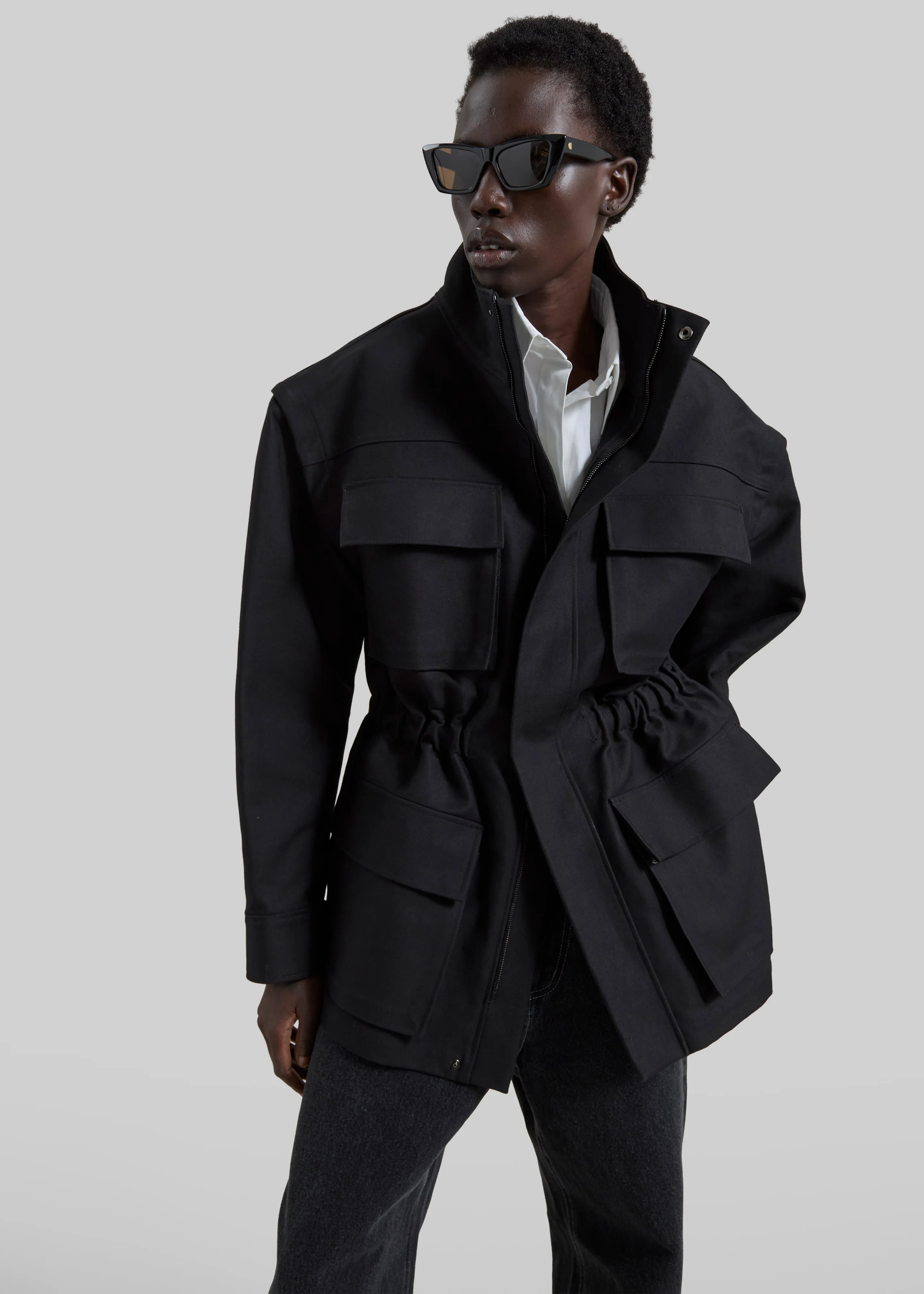 Melton Detachable Sleeve Cargo Jacket - Black sold by Frankie Shop product image thumbnail 2